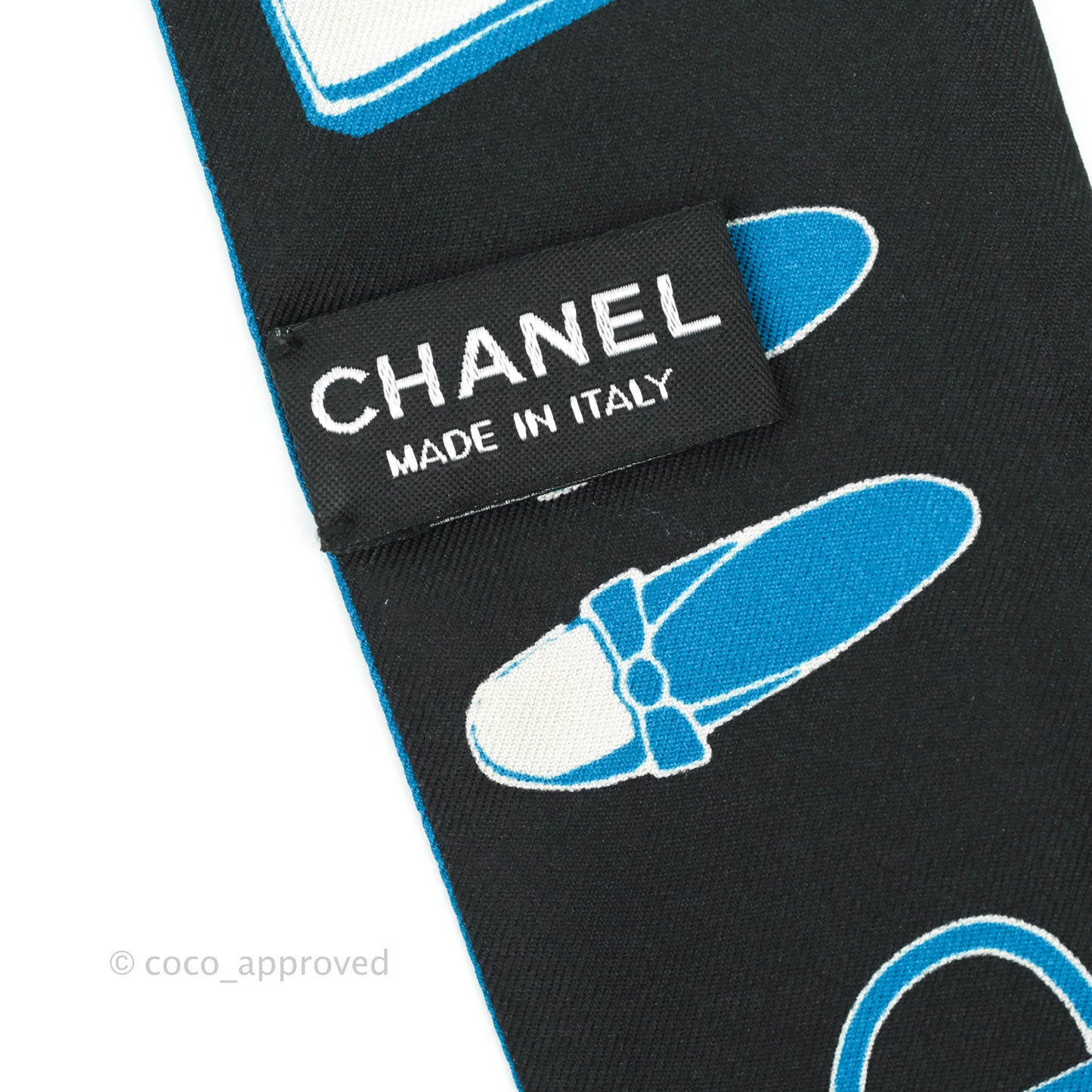 Chanel Silk Twilly in Dark Sky Blue & Black
