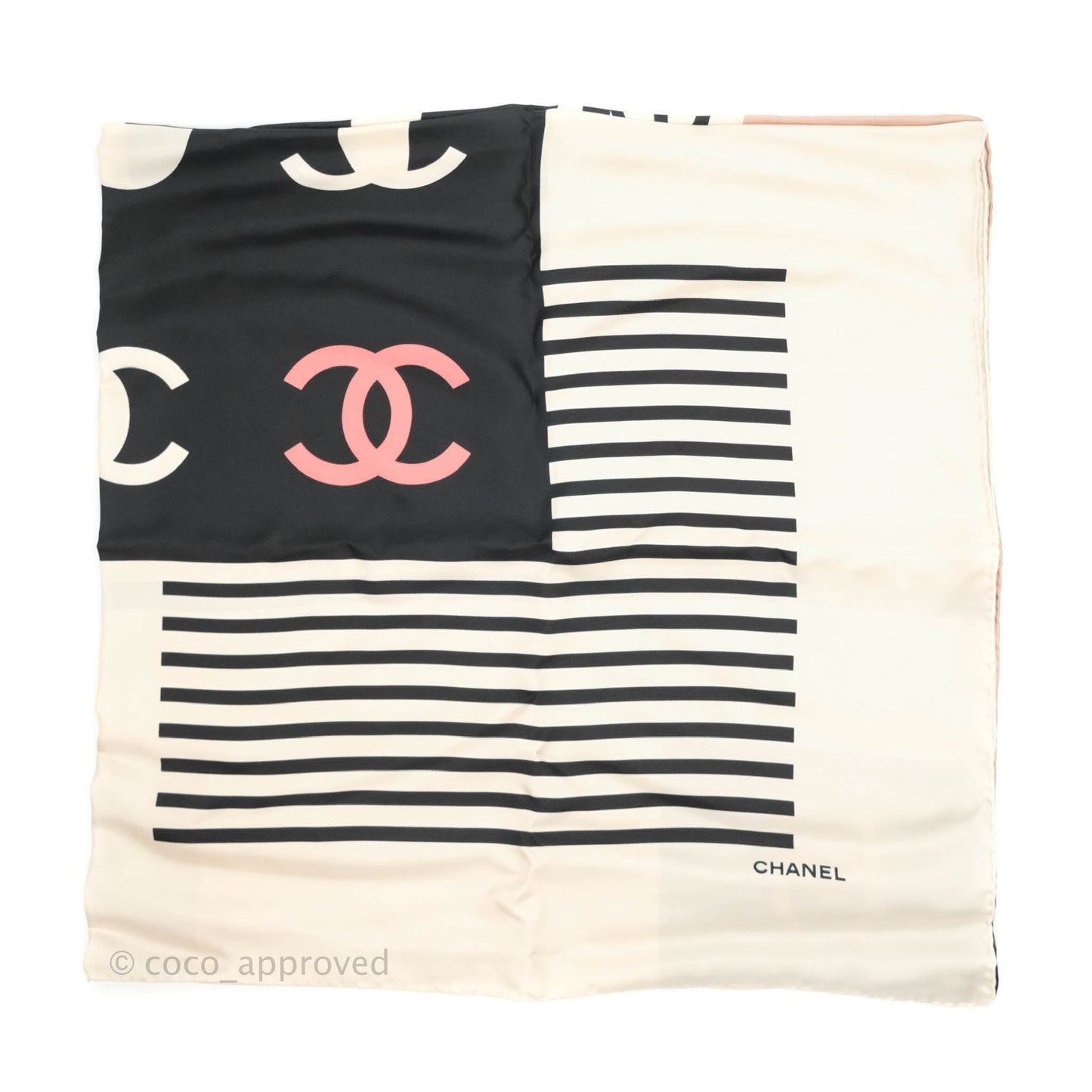 Chanel CC Silk Square Scarf in Cream