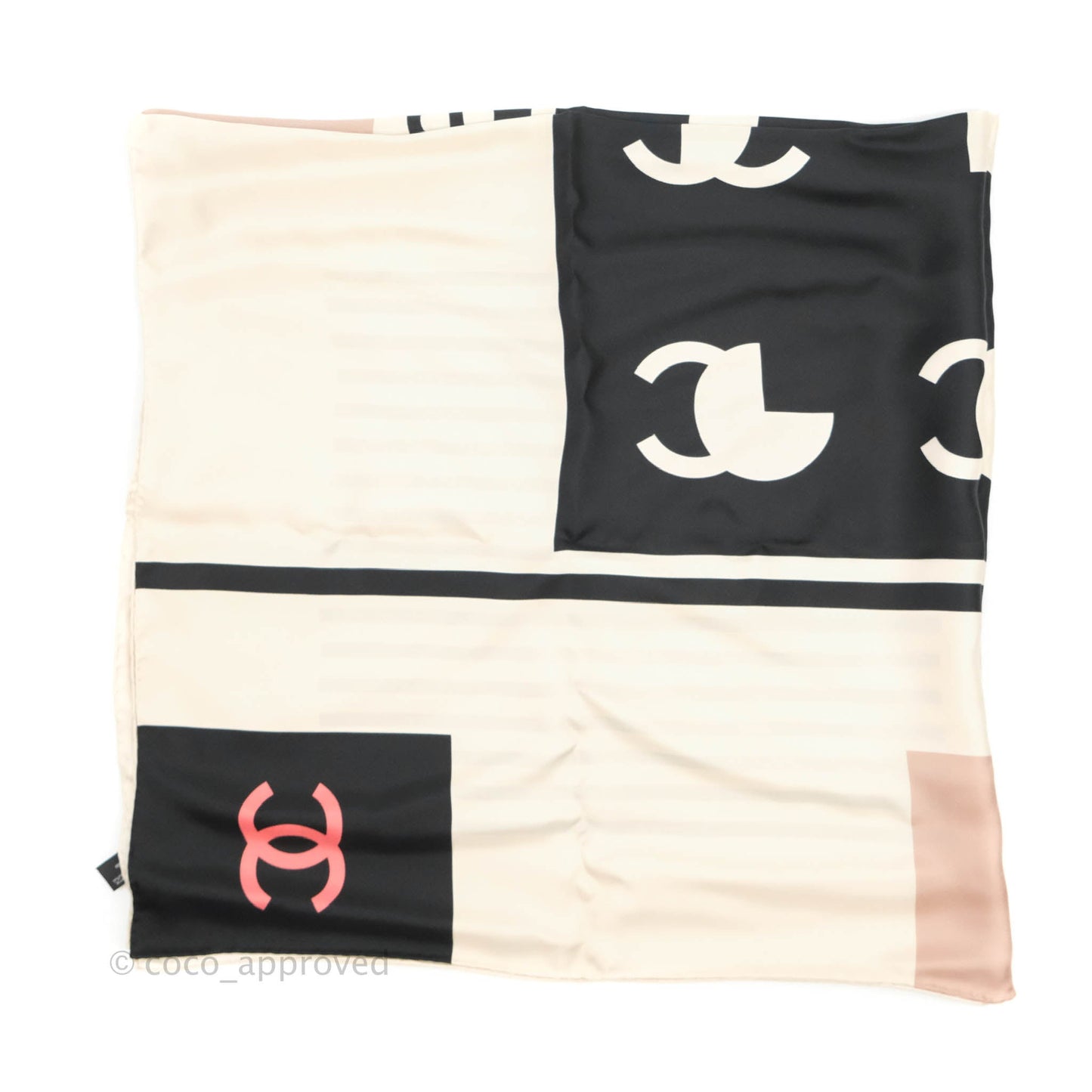 Chanel CC Silk Square Scarf in Cream