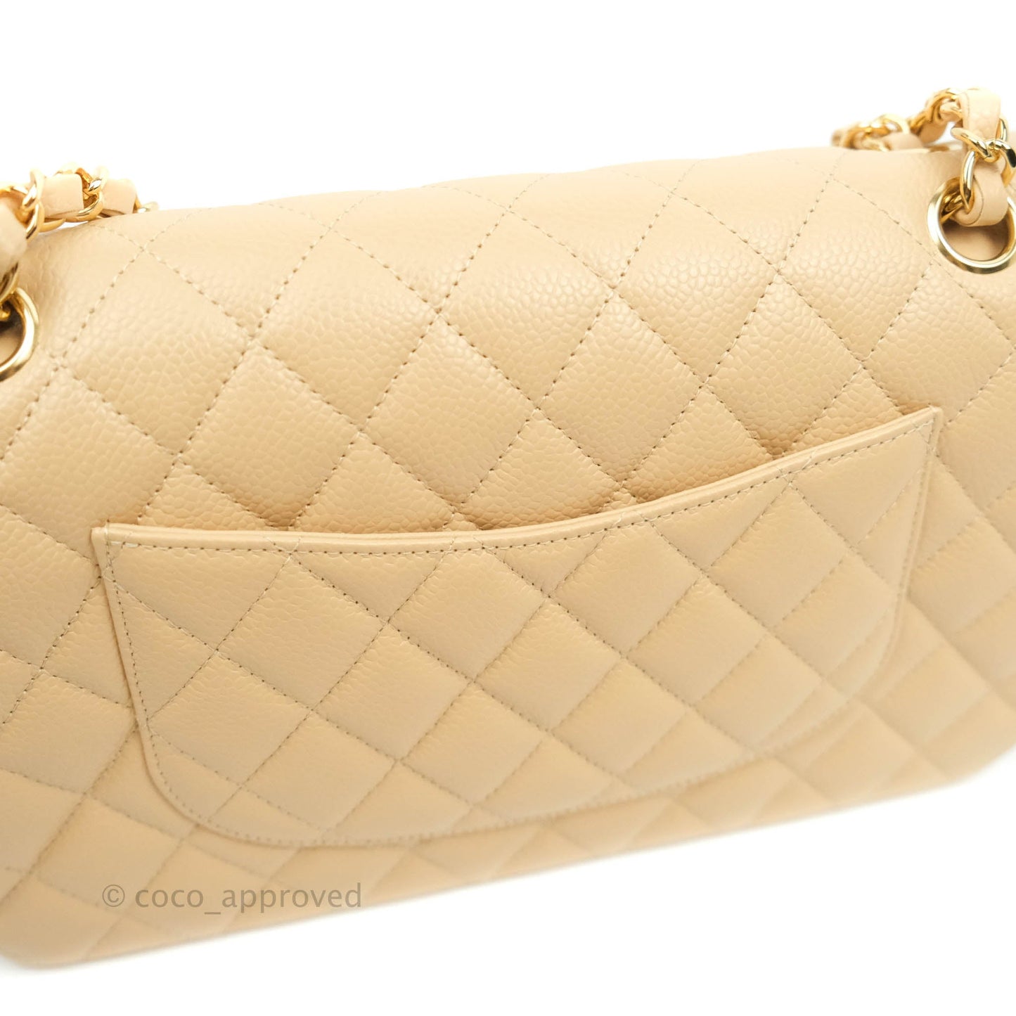 Chanel Classic M/L Medium Double Flap Beige Caviar Gold Hardware