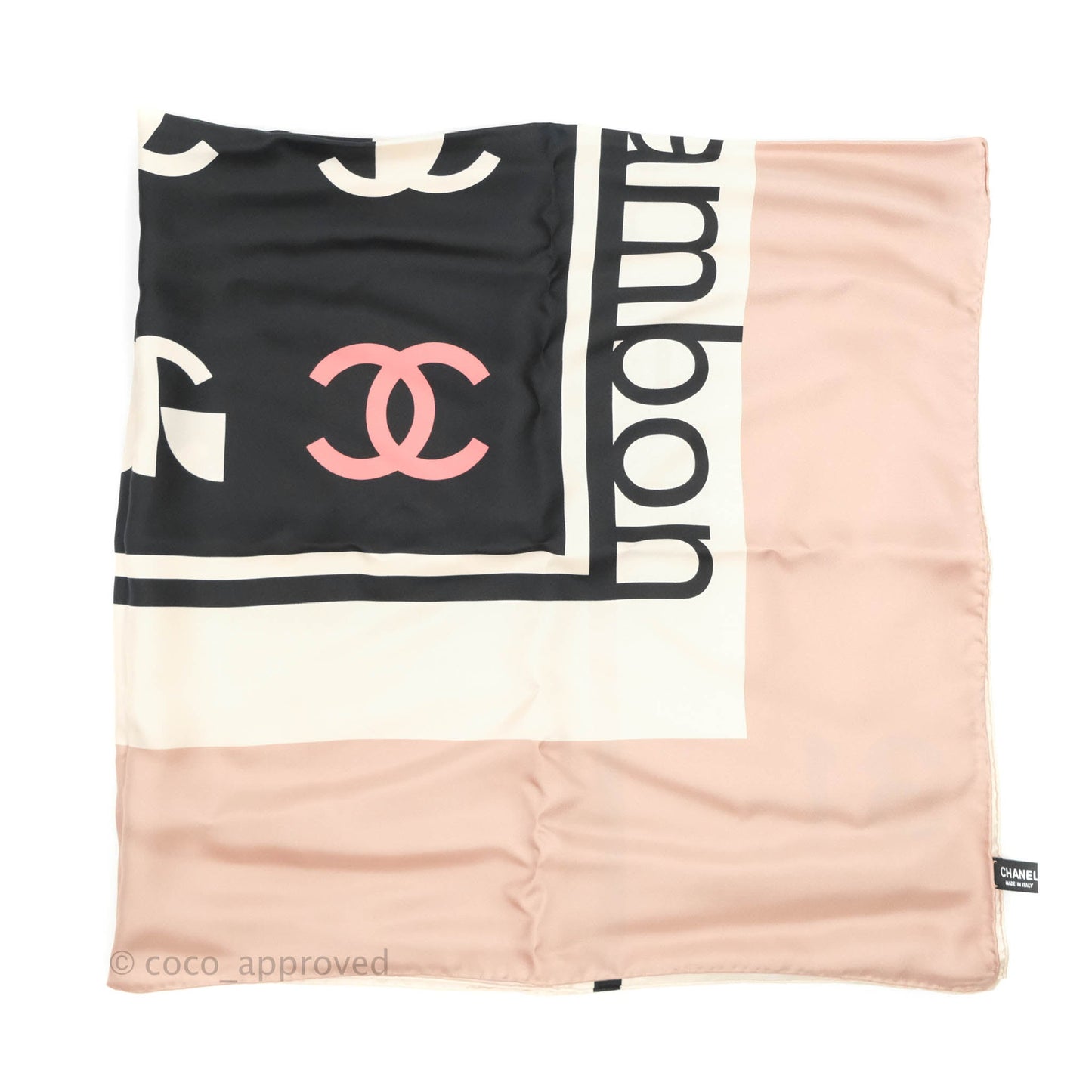 Chanel CC Silk Square Scarf in Cream