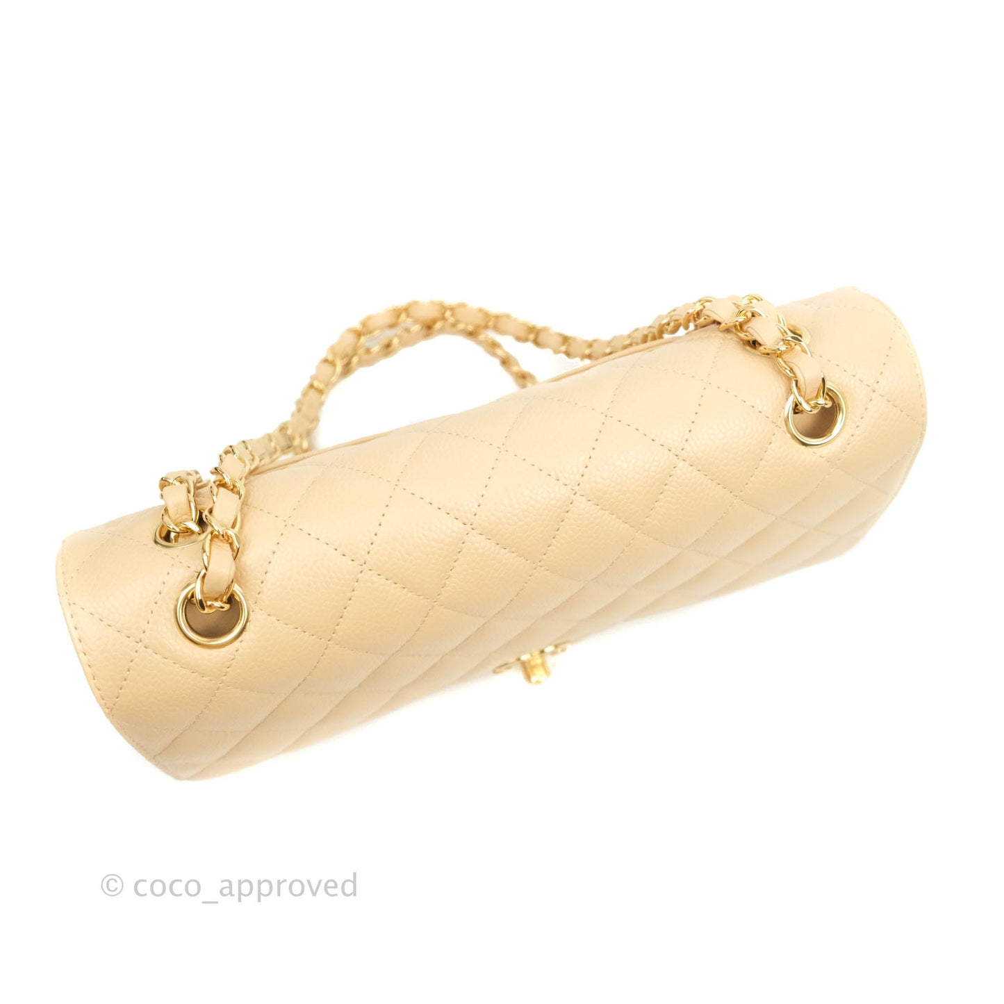 Chanel Classic M/L Medium Double Flap Beige Caviar Gold Hardware