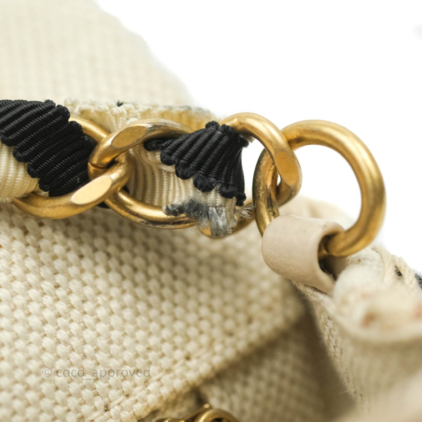 Chanel Mini Rectangular Flap Beige Tweed Chain Braid Aged Gold Hardware 19P