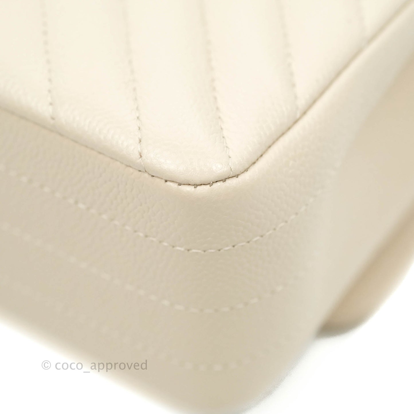 Chanel Classic M/L Medium Double Flap Chevron Light Beige Caviar Gold Hardware 20B