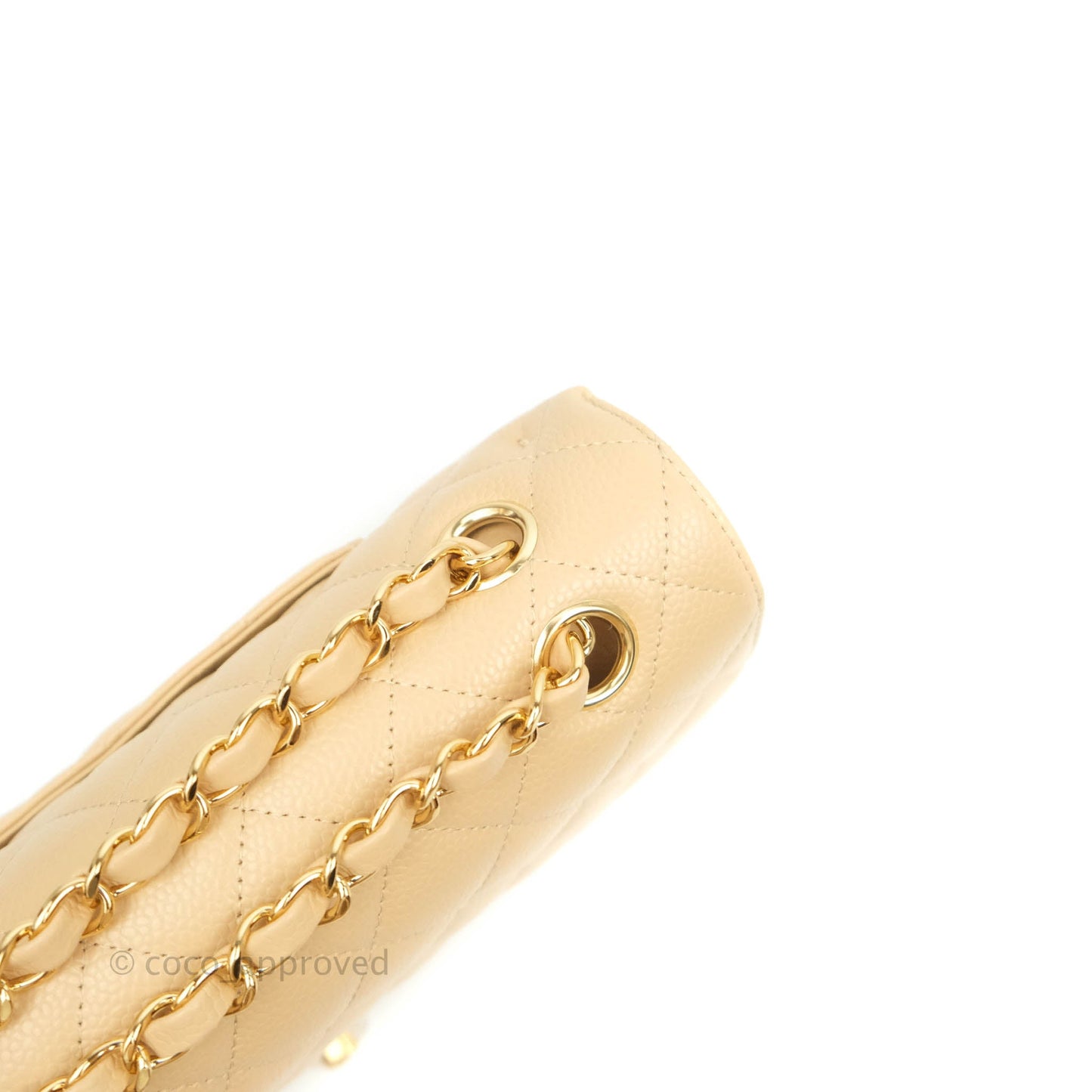 Chanel Classic M/L Medium Double Flap Beige Caviar Gold Hardware