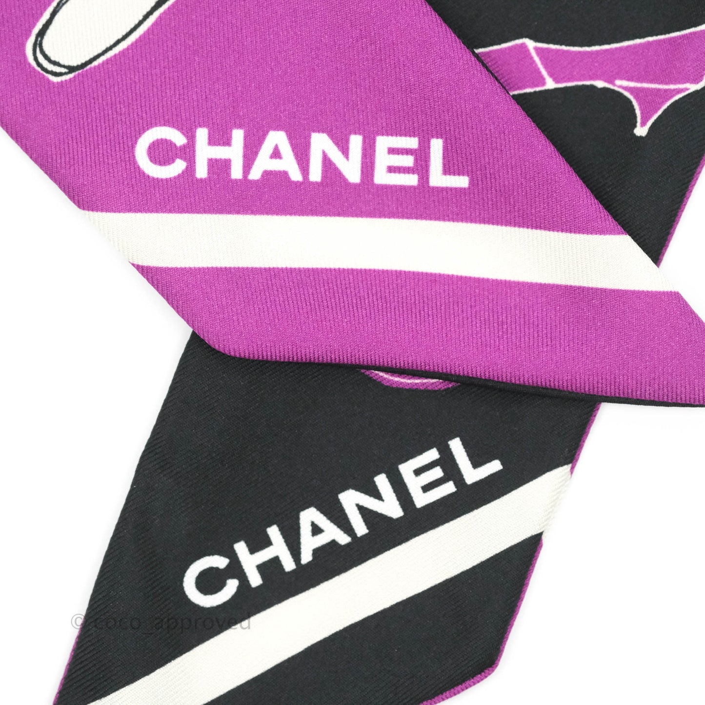 Chanel Silk Twilly in Purple & Black