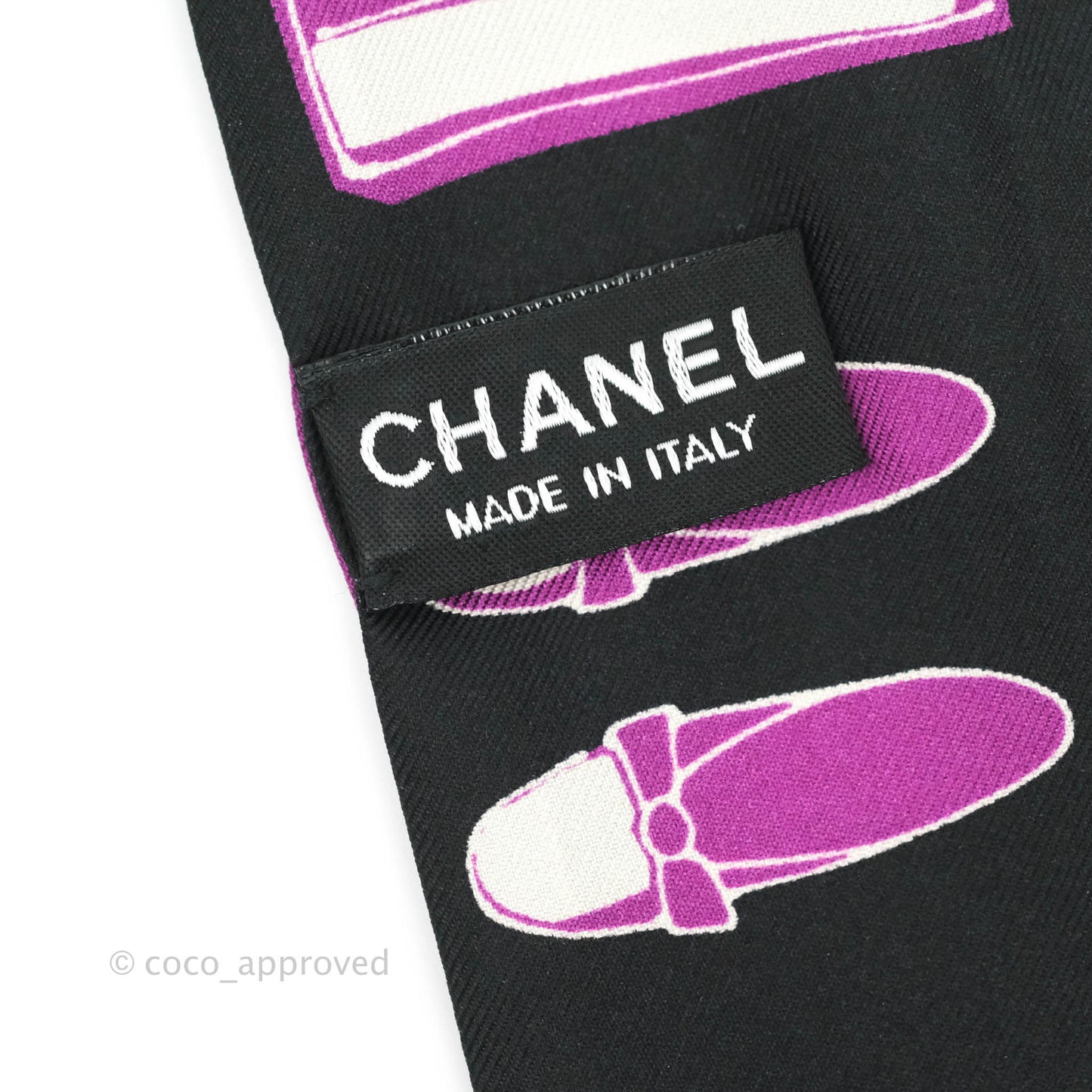 Chanel Silk Twilly in Purple & Black