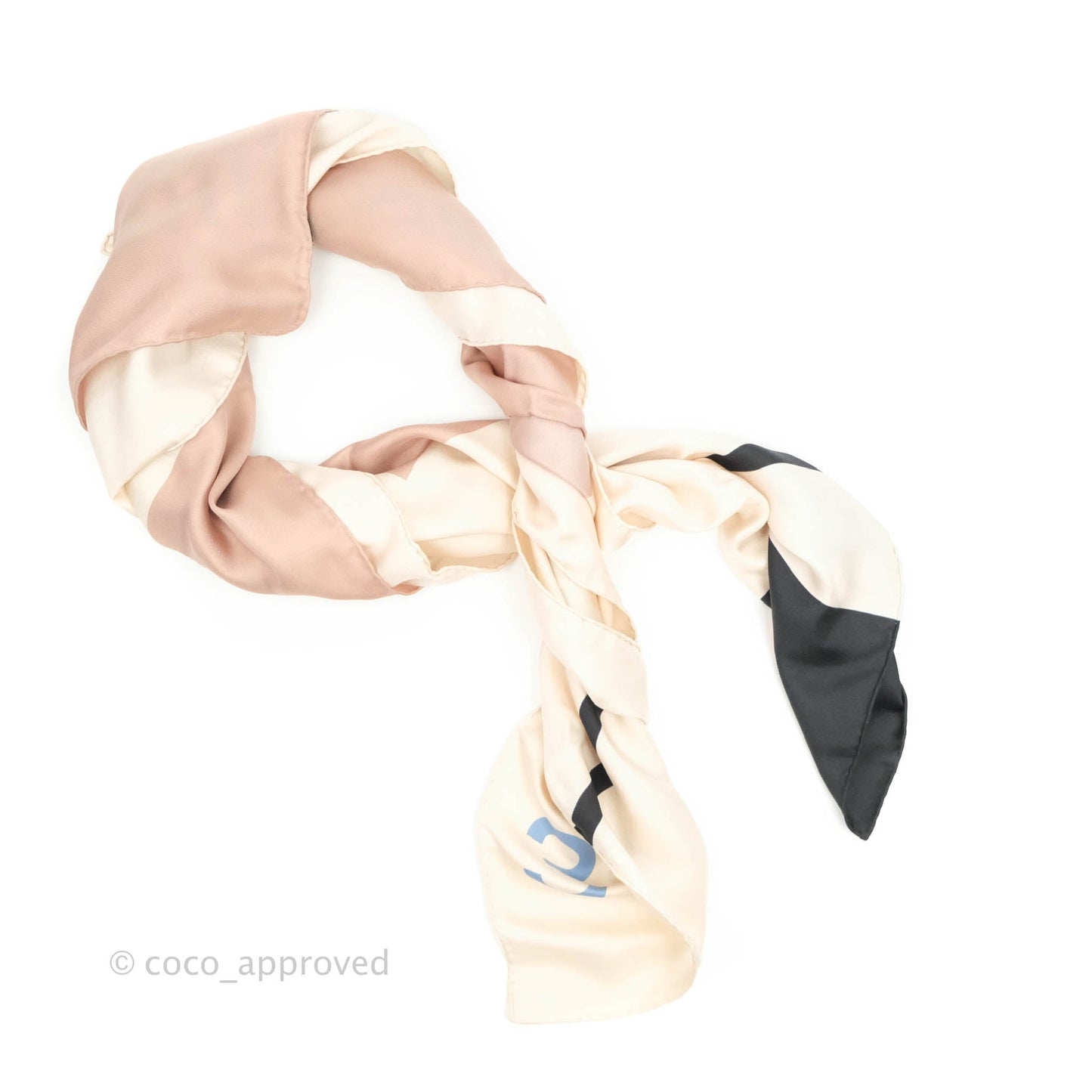 Chanel CC Silk Square Scarf in Cream