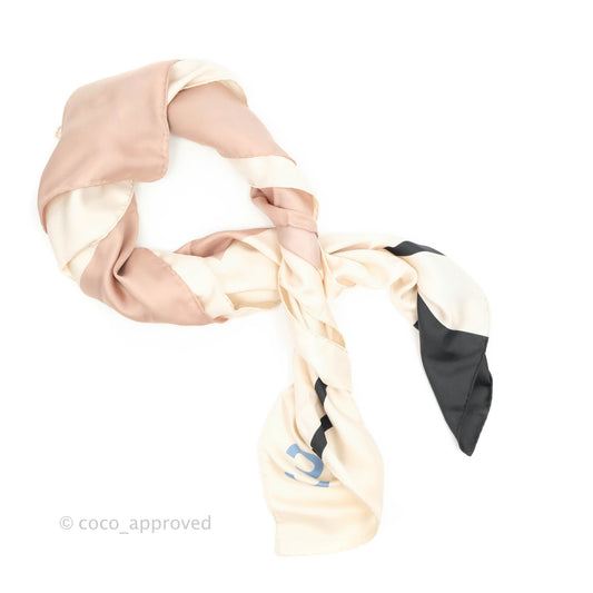 Chanel CC Silk Square Scarf in Cream