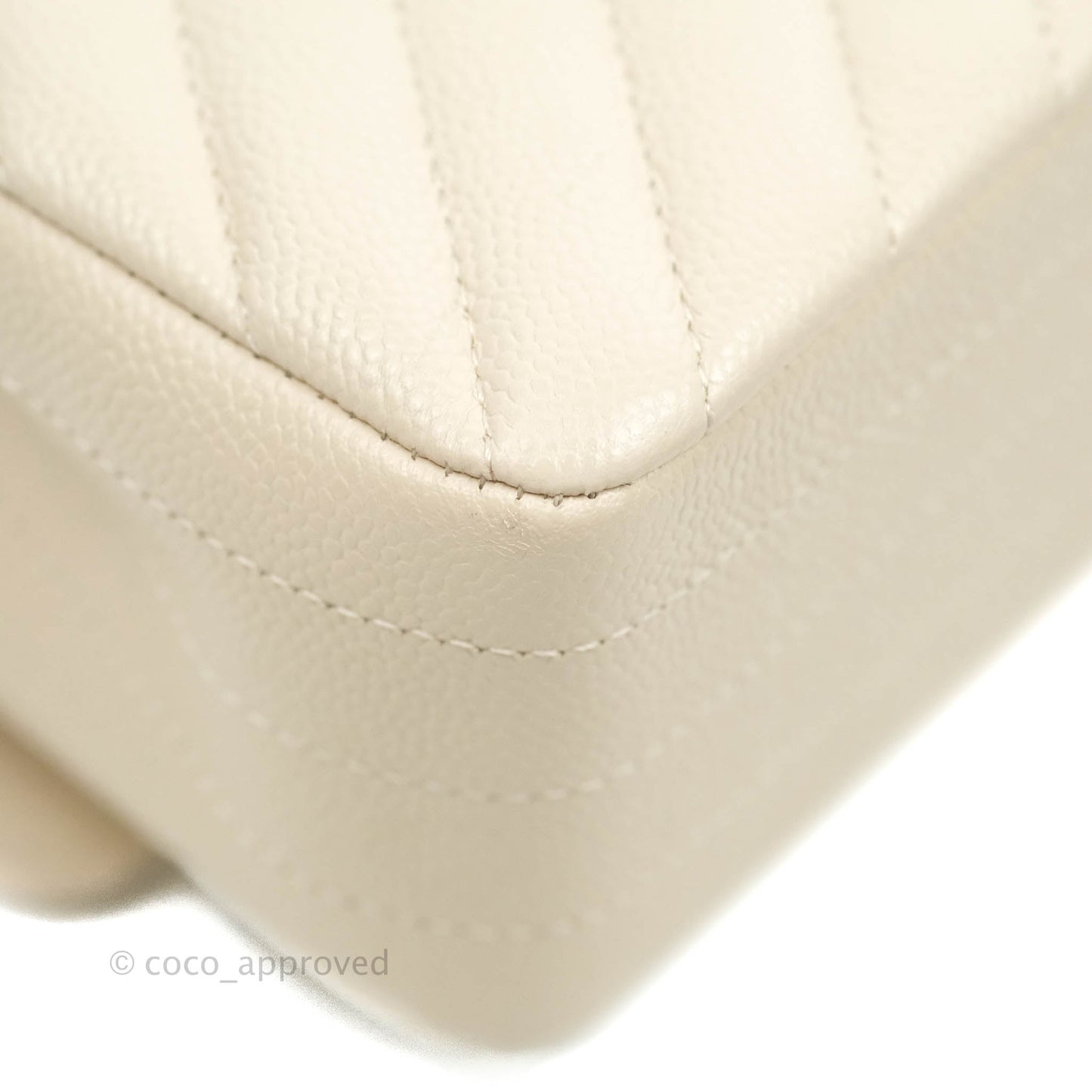 Chanel Classic M/L Medium Double Flap Chevron Light Beige Caviar Gold Hardware 20B