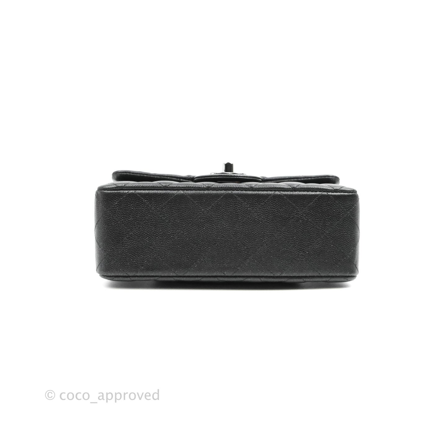 Chanel Quilted Mini Rectangular Iridescent Black Caviar Gun Metal 18C