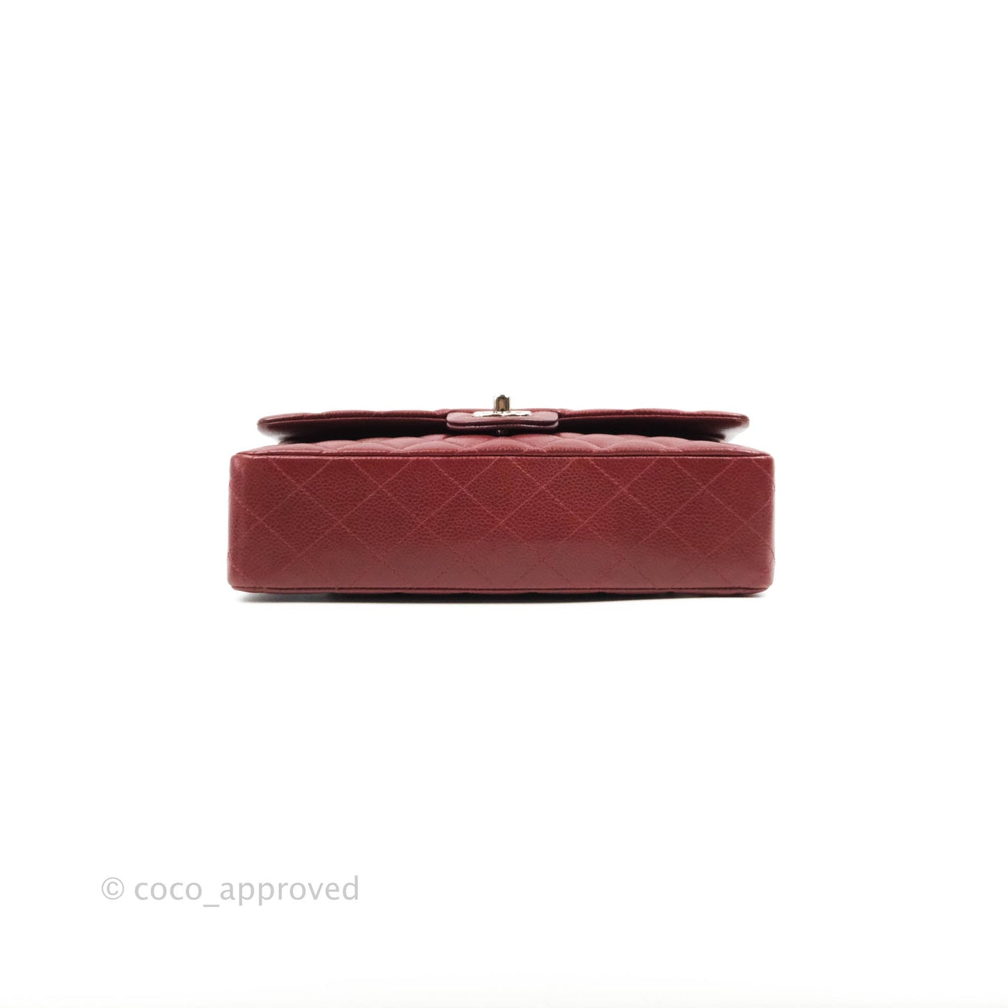 Chanel Classic M/L Medium Double Flap Red Caviar Silver Hardware