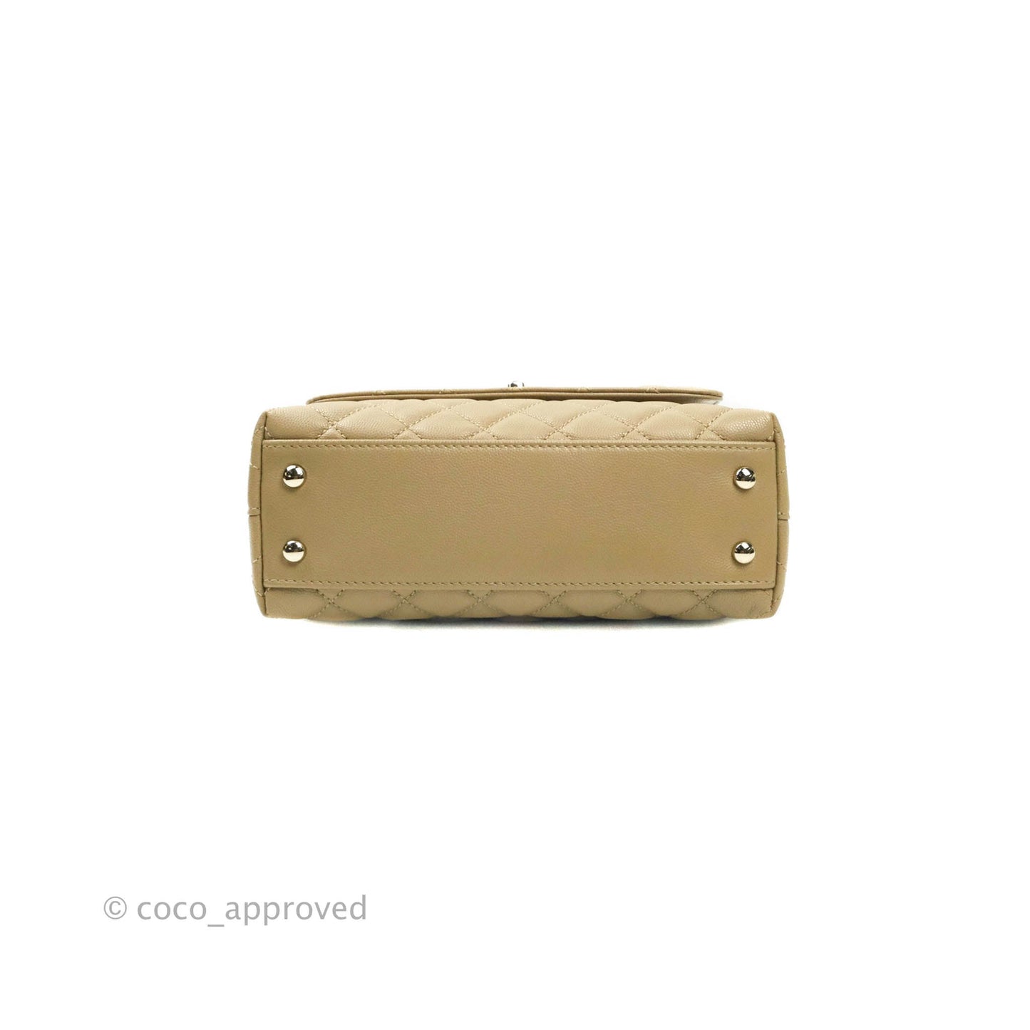Chanel Mini (Small) Beige Coco Handle Quilted Caviar Gold Hardware Embossed Lizard Handle 21A