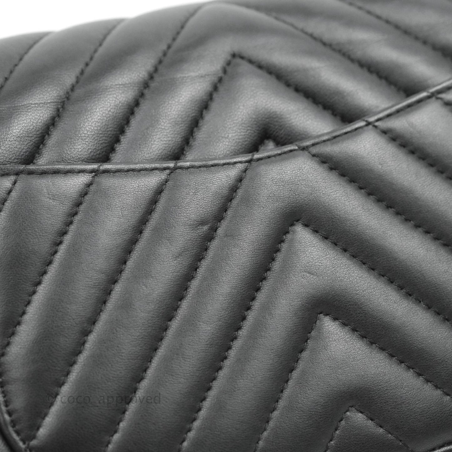 Chanel Classic Chevron M/L Medium Double Flap So Black Lambskin