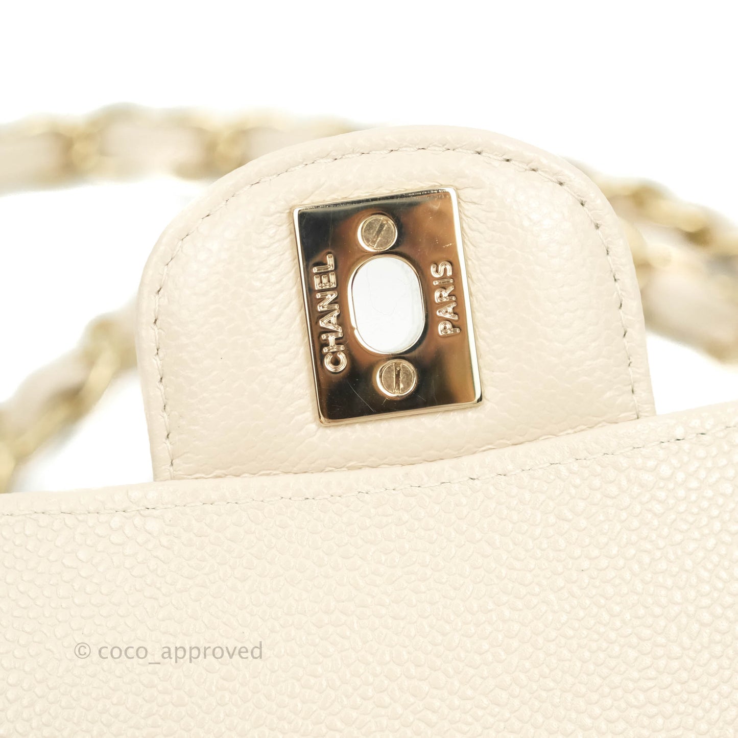 Chanel Classic M/L Medium Double Flap Chevron Light Beige Caviar Gold Hardware 20B