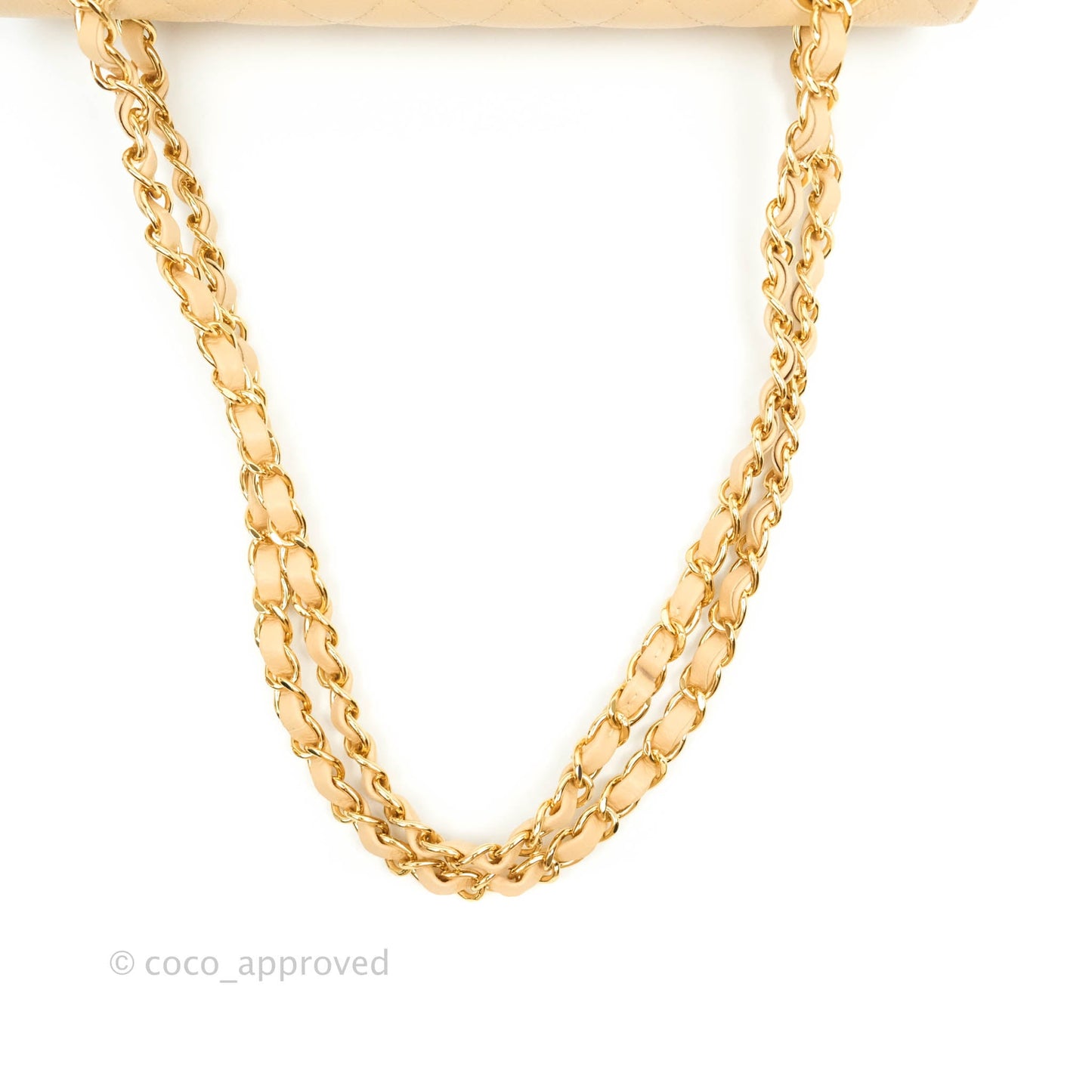 Chanel Classic M/L Medium Double Flap Beige Caviar Gold Hardware