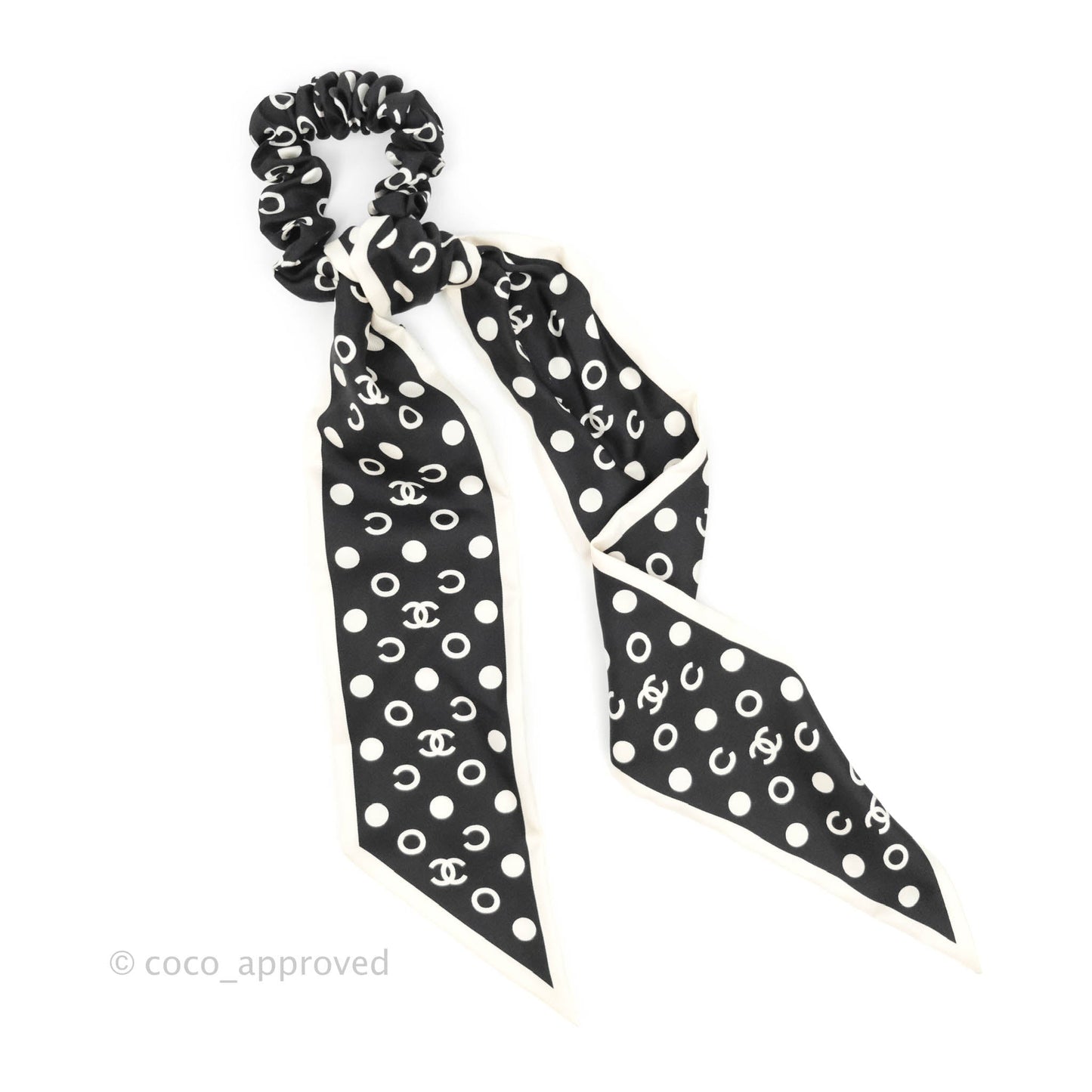 Chanel Coco Bow Silk Hair Accessory Black & Ivory