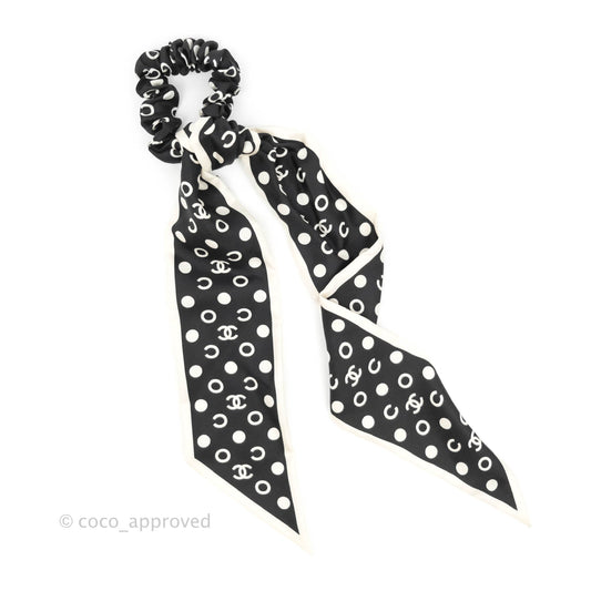 Chanel Coco Bow Silk Hair Accessory Black & Ivory