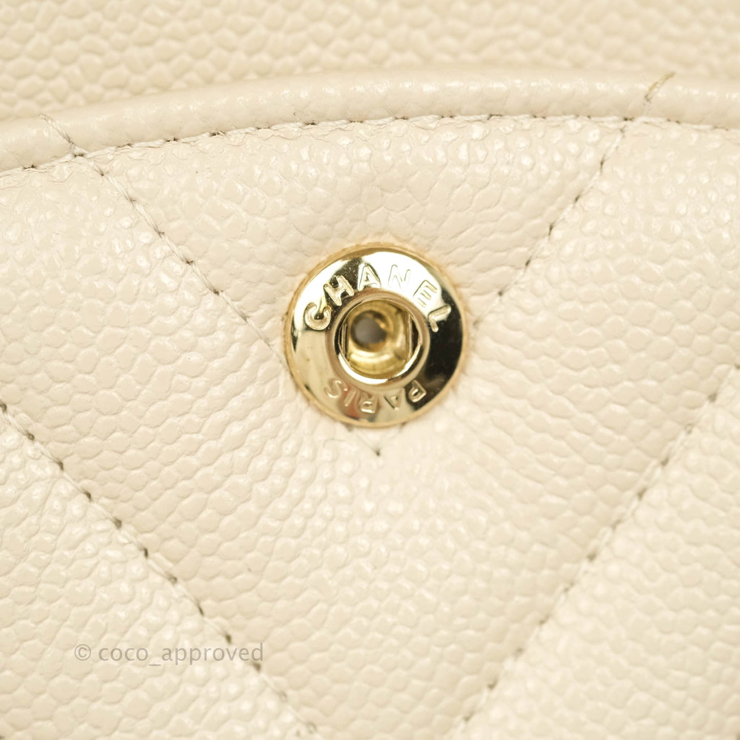Chanel Classic M/L Medium Double Flap Chevron Light Beige Caviar Gold Hardware 20B