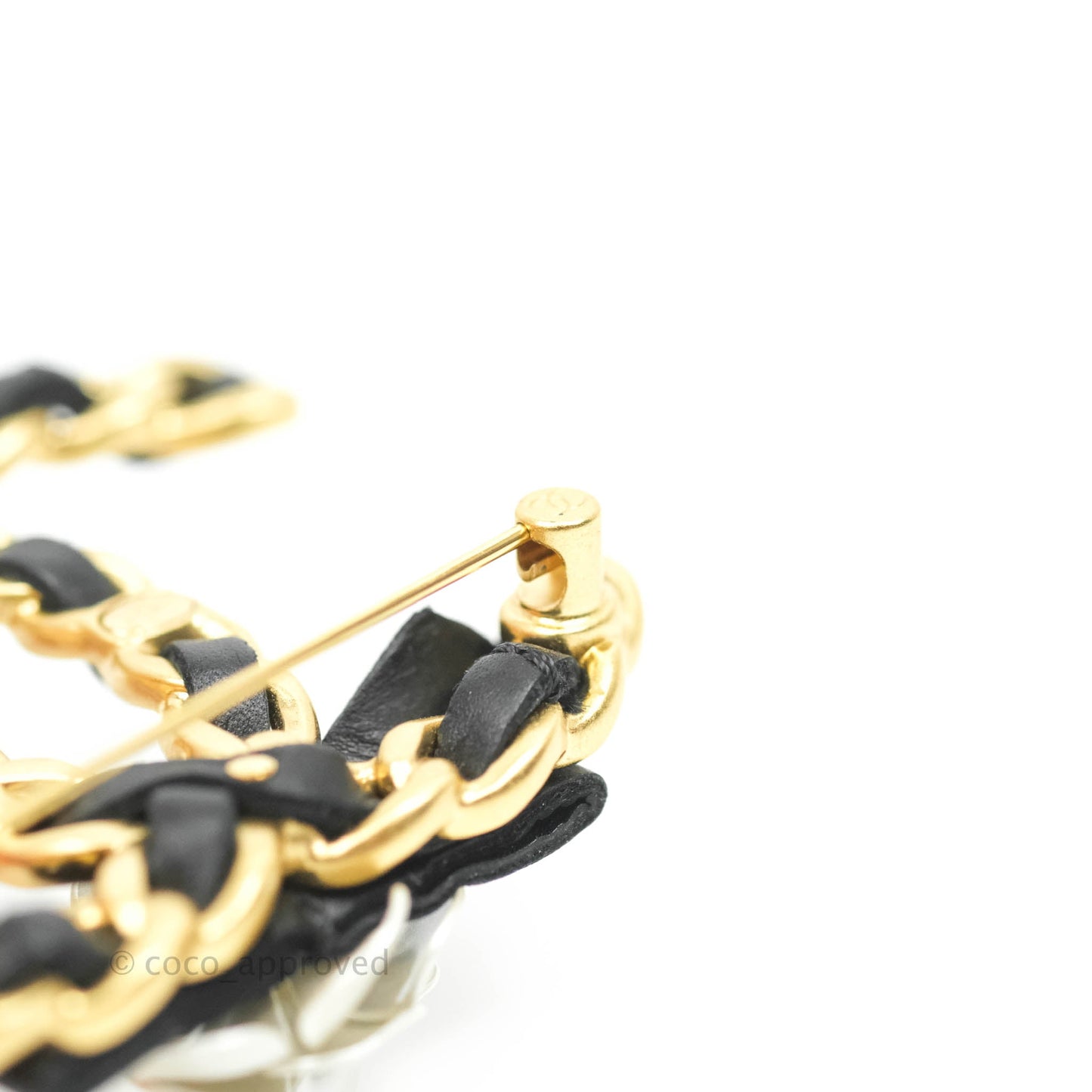 Chanel CC Braid Camellia Brooch Aged Gold Tone 20A