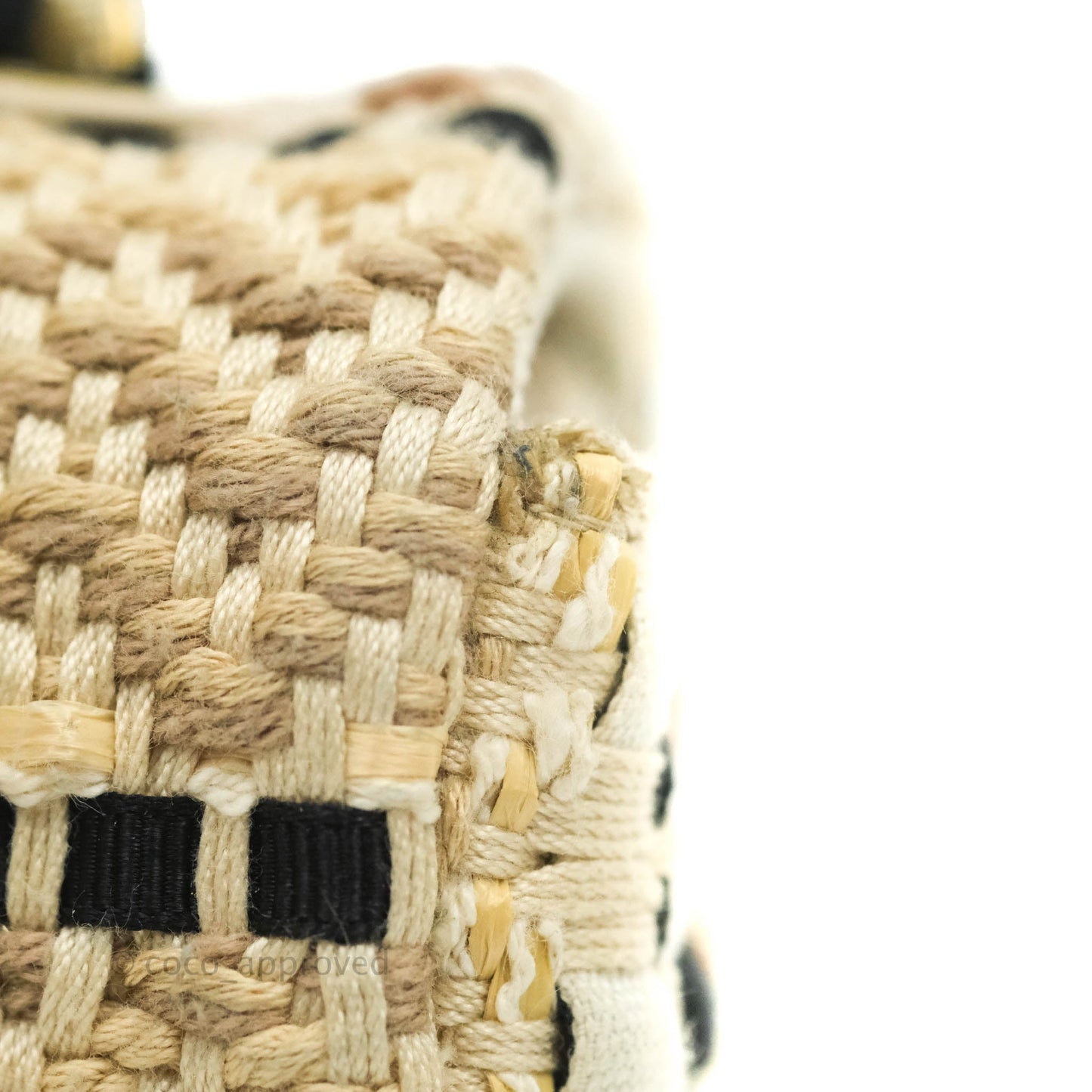 Chanel Mini Rectangular Flap Beige Tweed Chain Braid Aged Gold Hardware 19P