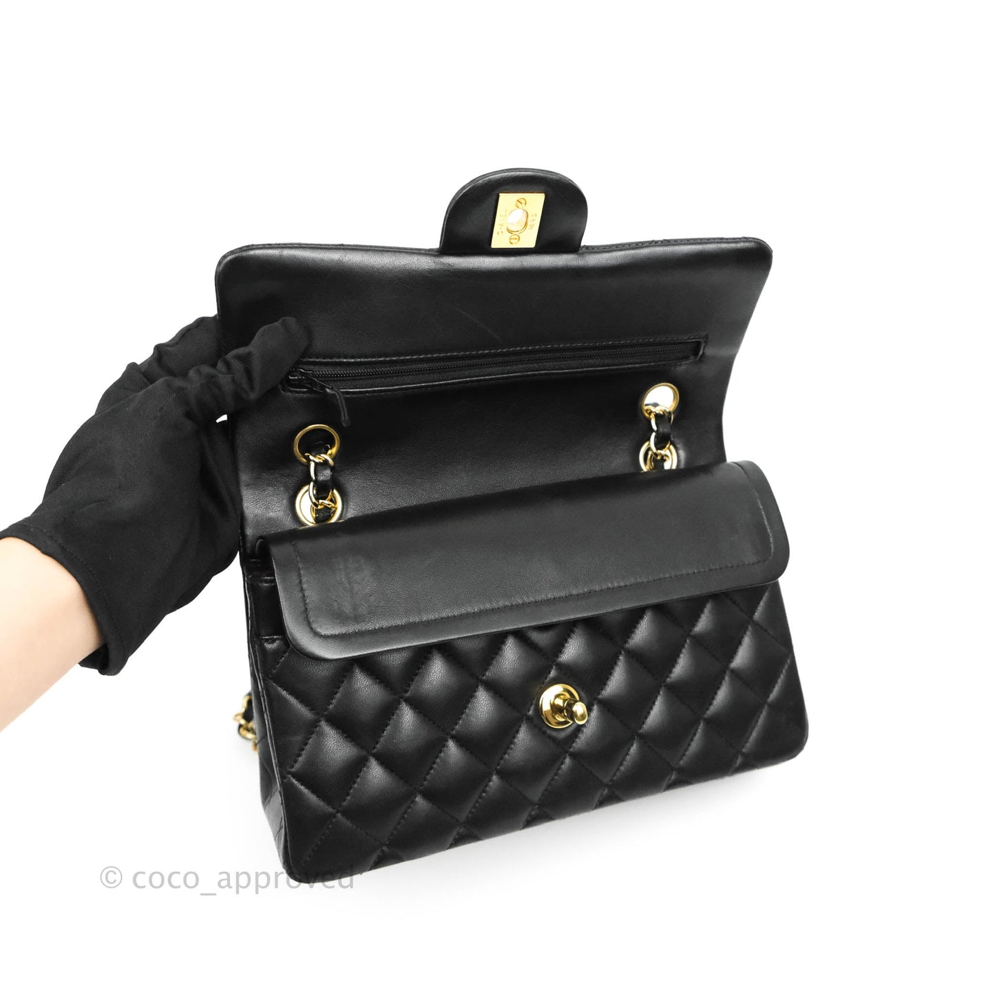 Chanel Classic Small S/M Flap Black Lambskin Gold Hardware