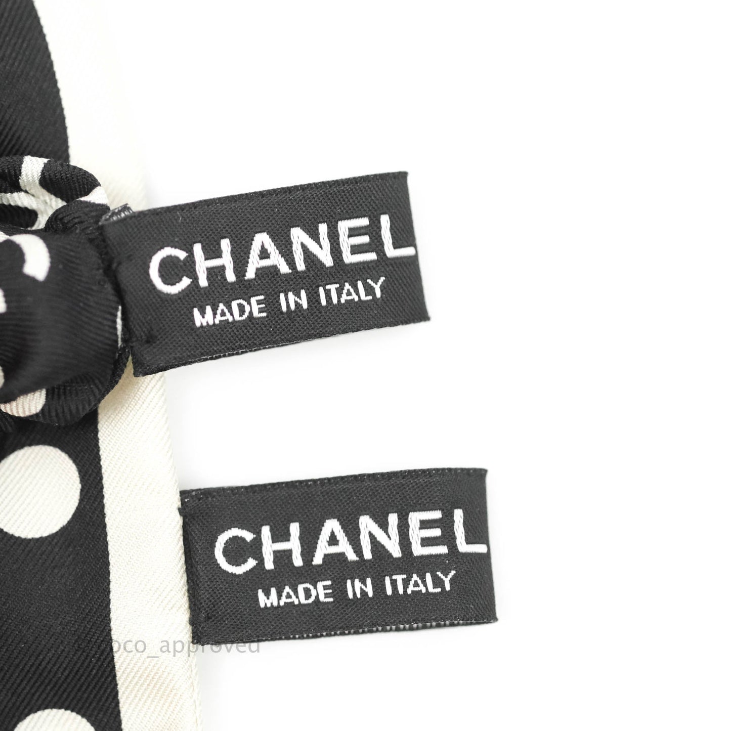 Chanel Coco Bow Silk Hair Accessory Black & Ivory
