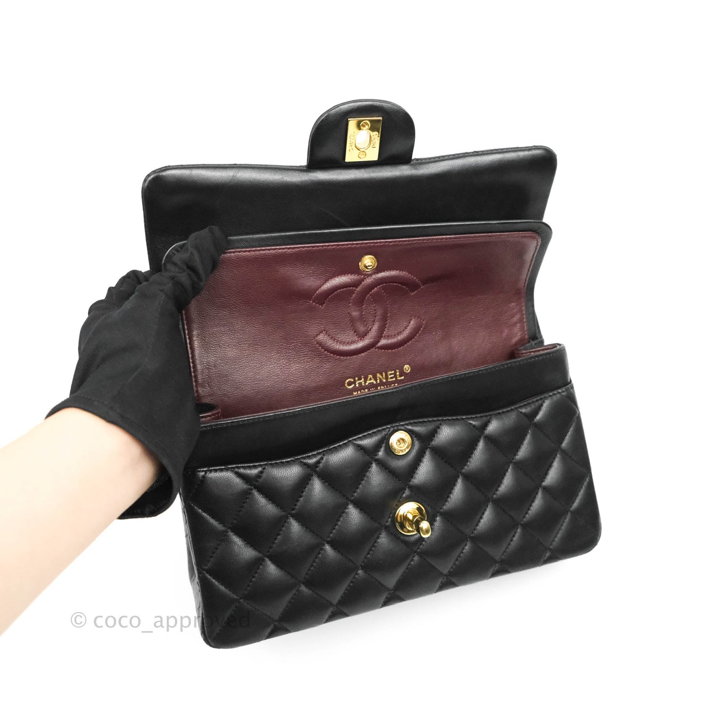 Chanel Classic Small S/M Flap Black Lambskin Gold Hardware