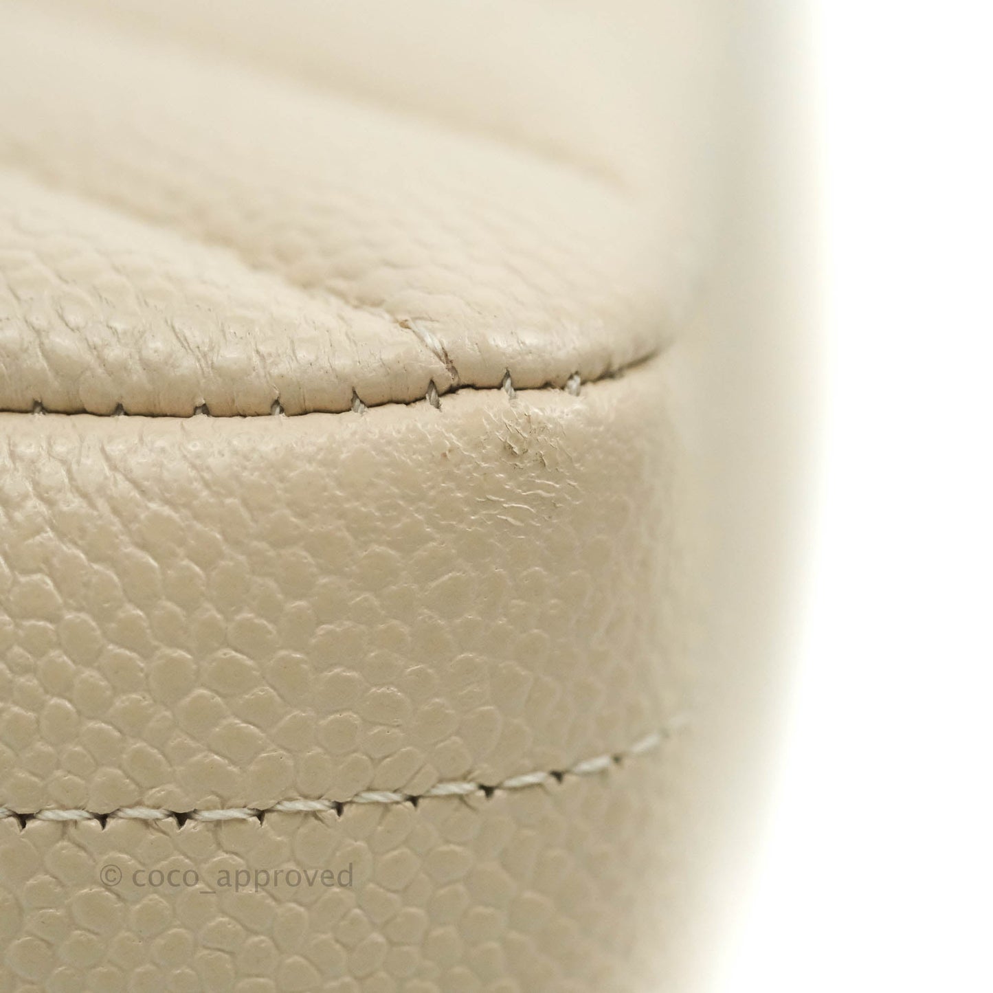 Chanel Classic M/L Medium Double Flap Chevron Light Beige Caviar Gold Hardware 20B