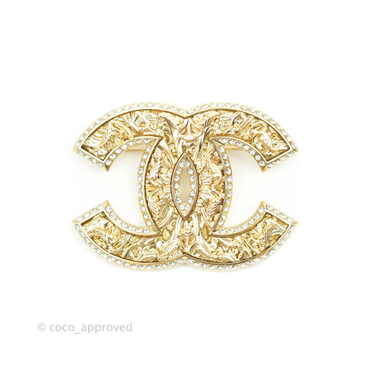 Chanel CC Crystal Brooch Gold Tone 21A