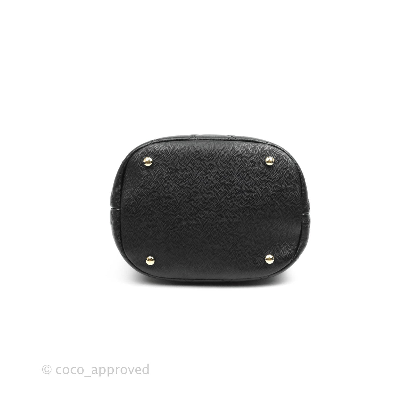 Chanel Quilted Rolled Up Bucket Drawstring Bag Black Caviar Gold Hardware