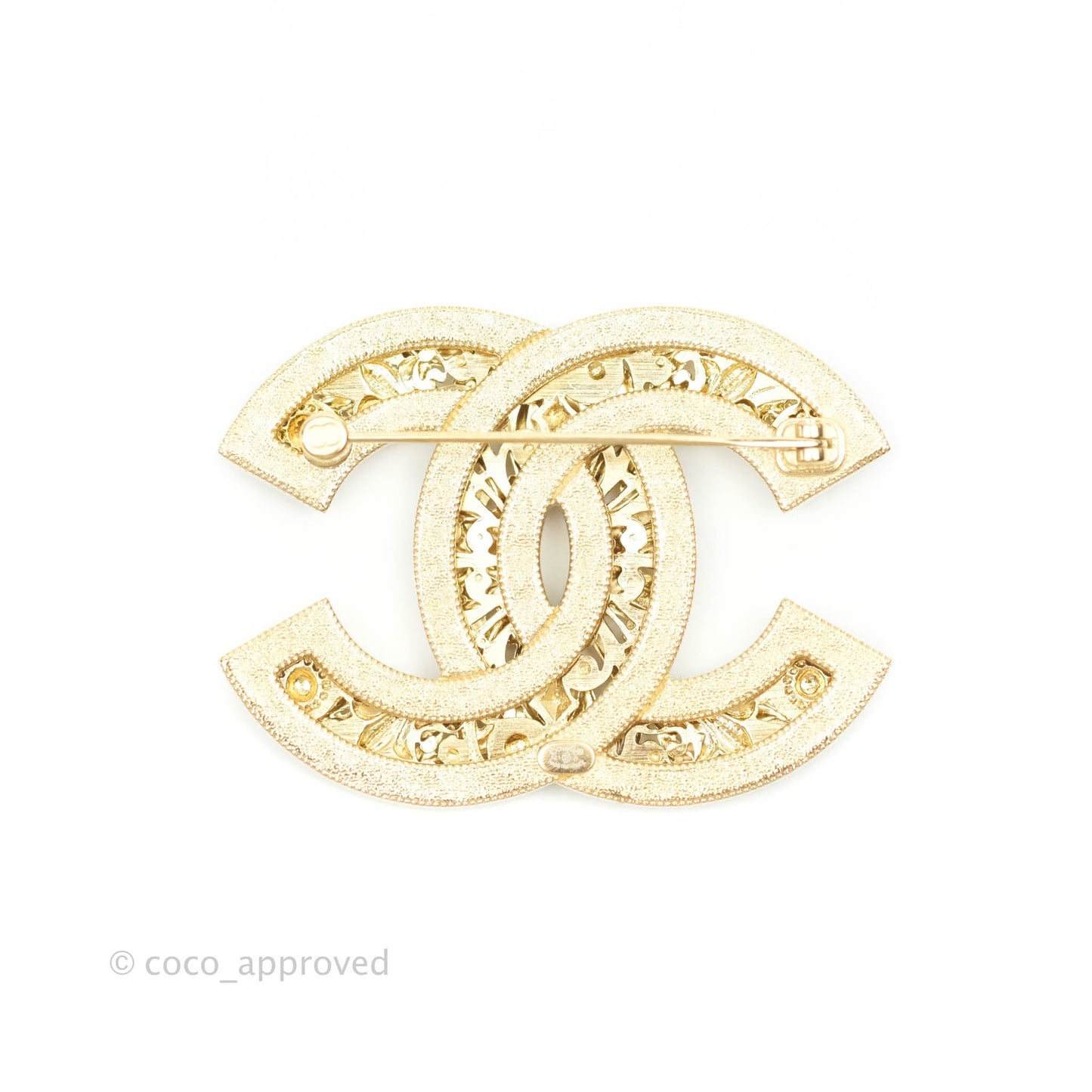 Chanel CC Crystal Brooch Gold Tone 21A