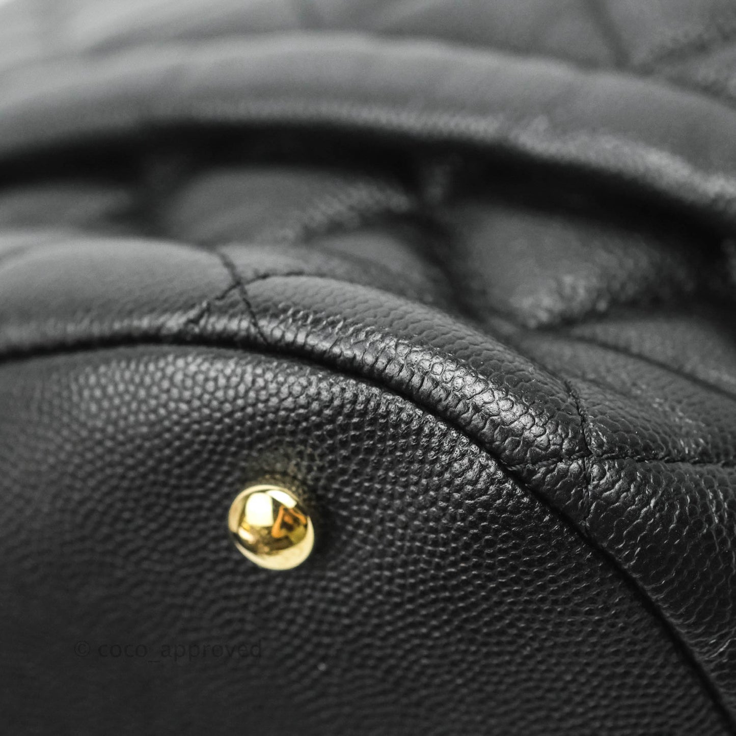 Chanel Quilted Rolled Up Bucket Drawstring Bag Black Caviar Gold Hardware