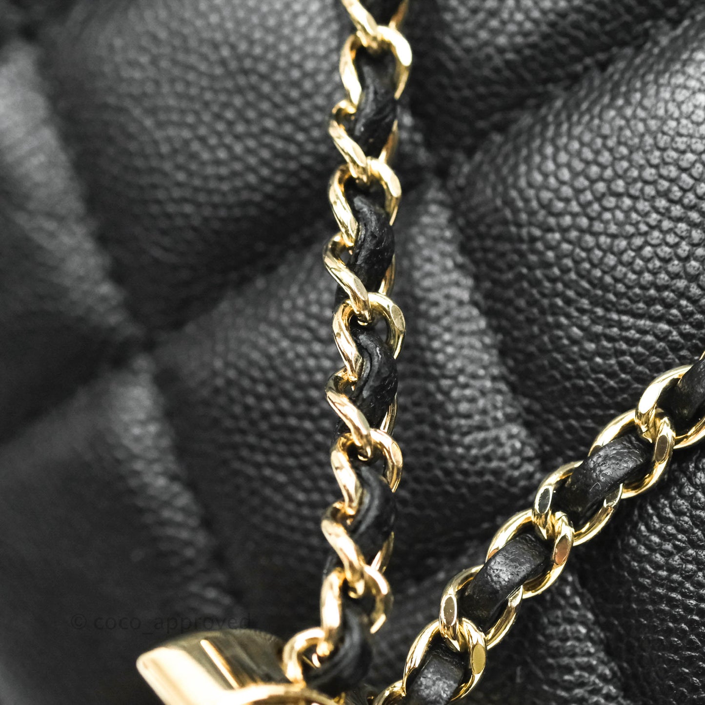 Chanel Quilted Rolled Up Bucket Drawstring Bag Black Caviar Gold Hardware