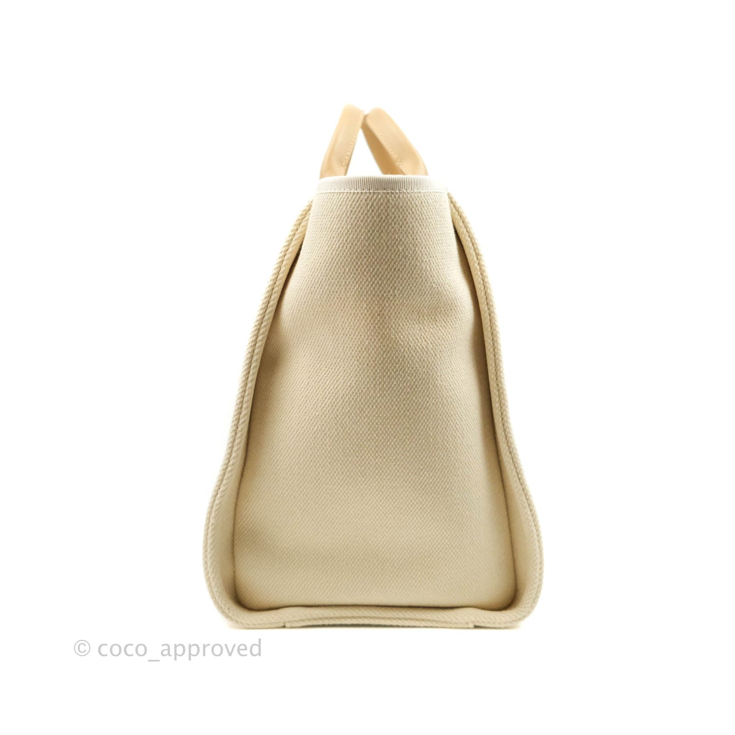 Chanel Medium (Large) Deauville Light Beige Canvas Imitation Pearl
