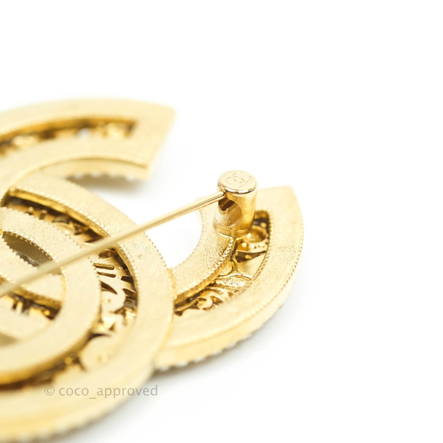 Chanel CC Crystal Brooch Gold Tone 21A