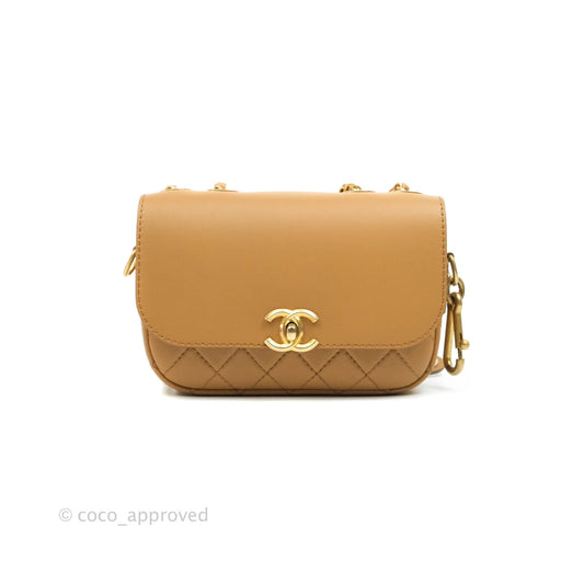 Chanel Quilted Flap With Coin Purse Caramel Calfskin Aged Gold Hardware 19K