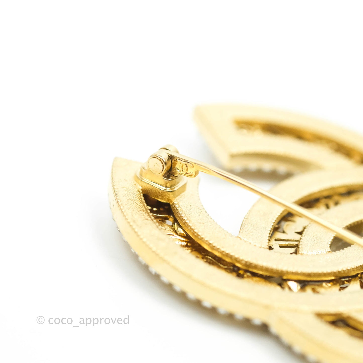 Chanel CC Crystal Brooch Gold Tone 21A