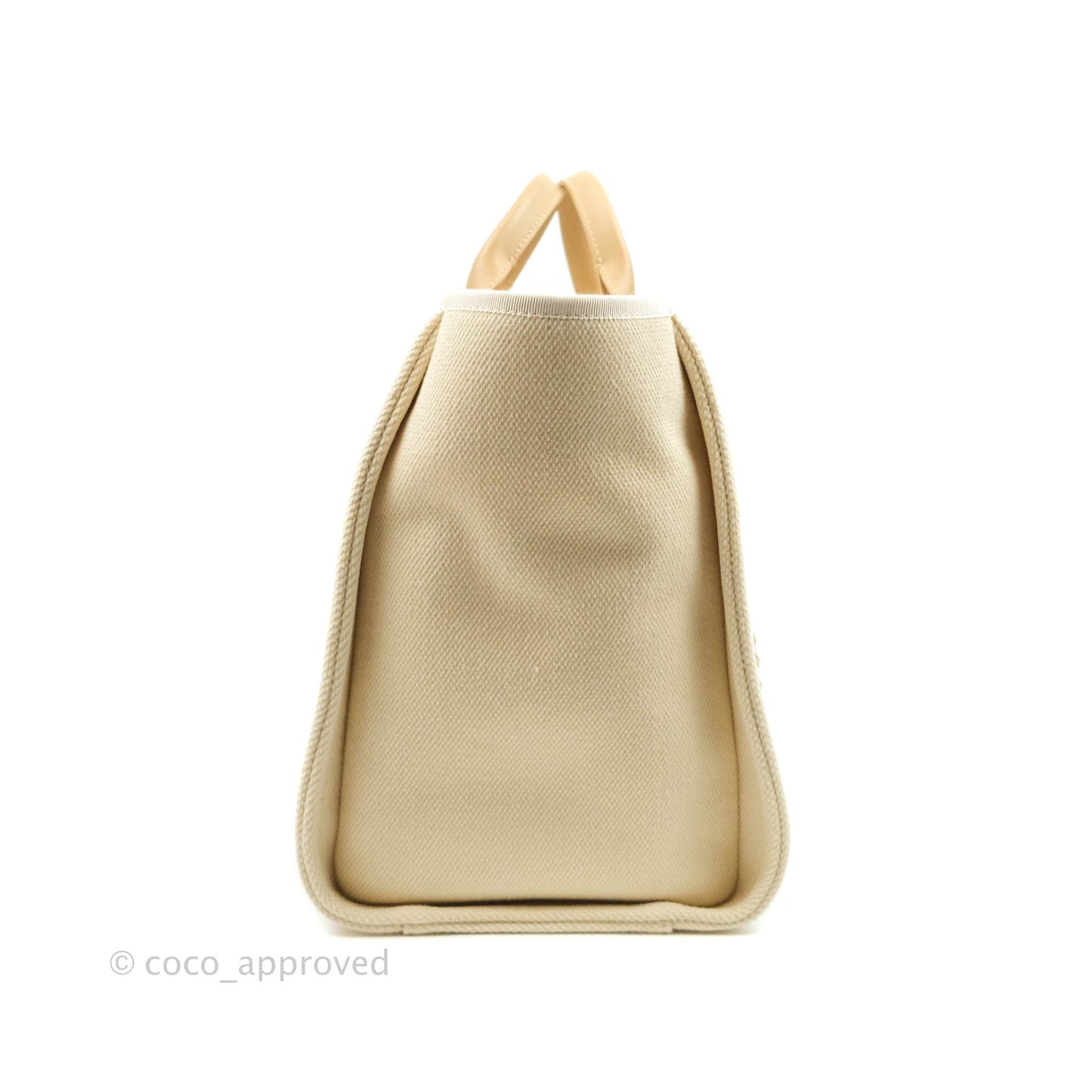 Chanel Medium (Large) Deauville Light Beige Canvas Imitation Pearl