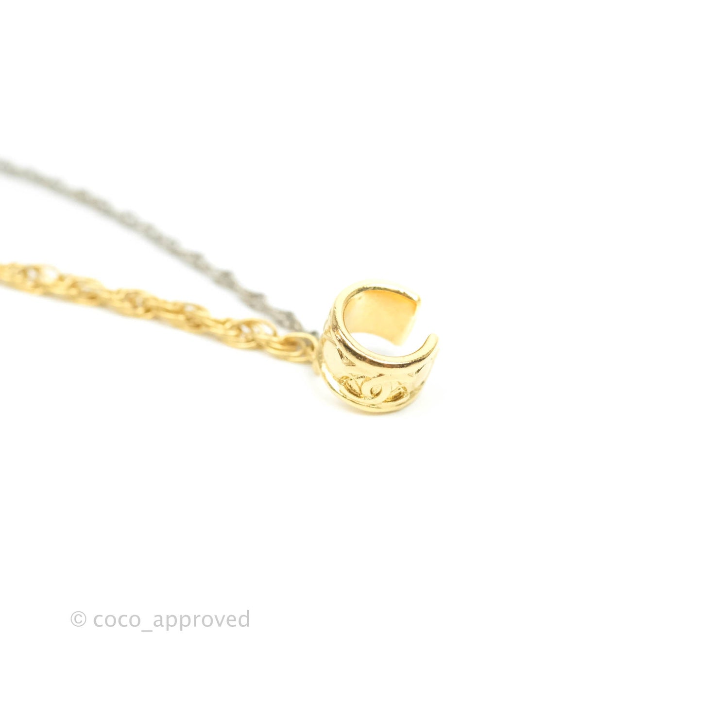 Chanel Crystal CC Chain With Ear Cuff Gold Tone 20P