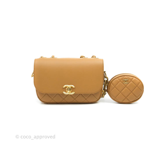 Chanel Quilted Flap With Coin Purse Caramel Calfskin Aged Gold Hardware 19K
