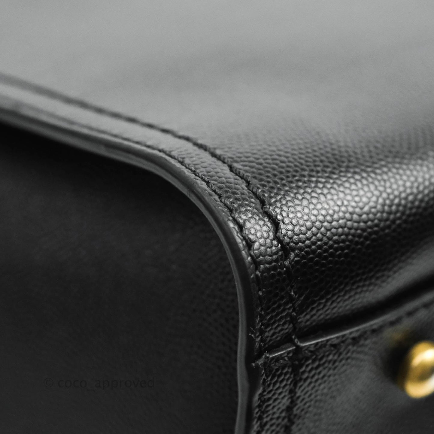 Chanel Small Studded Black Caviar Deauville Shopping Bag Aged Gold Hardware