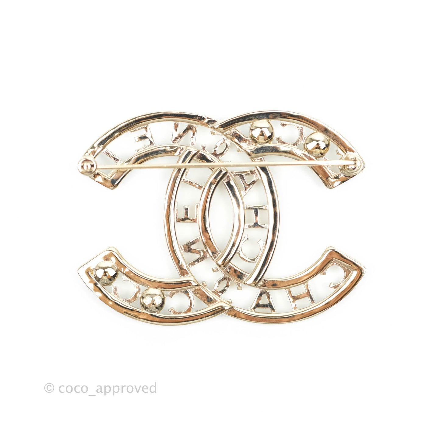 Chanel CC Pearl Crystal Brooch Gold Tone 20B