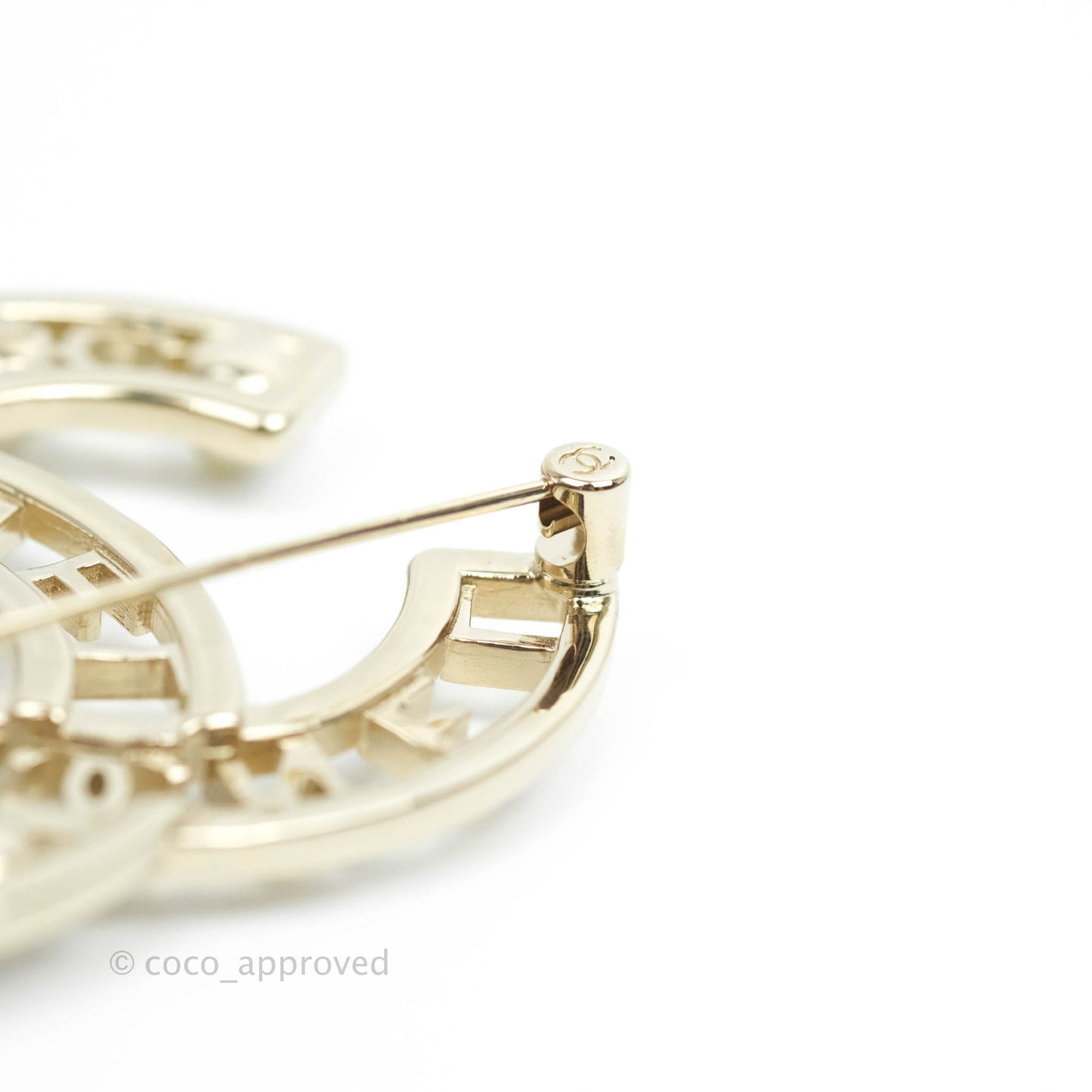 Chanel CC Pearl Crystal Brooch Gold Tone 20B