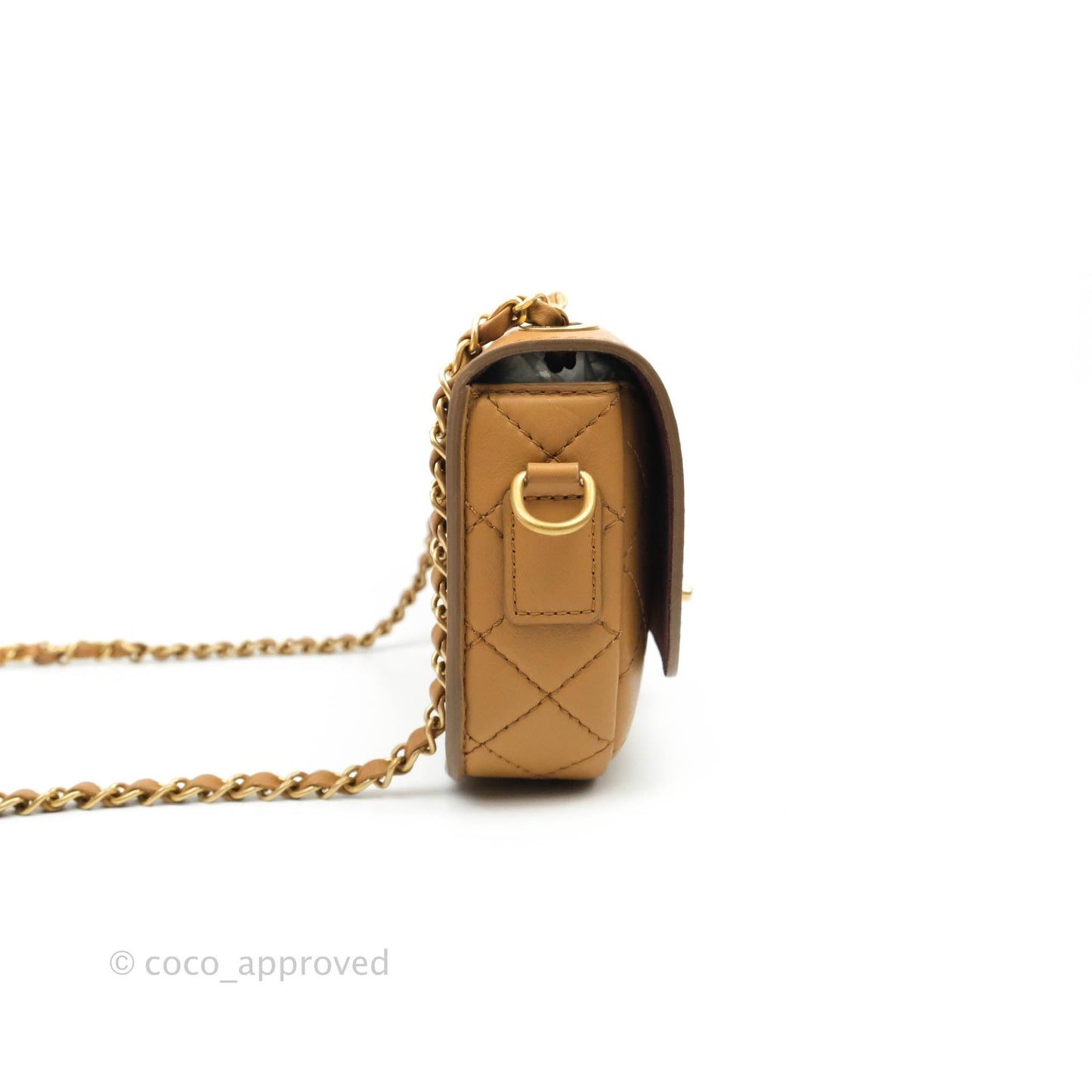 Chanel Quilted Flap With Coin Purse Caramel Calfskin Aged Gold Hardware 19K