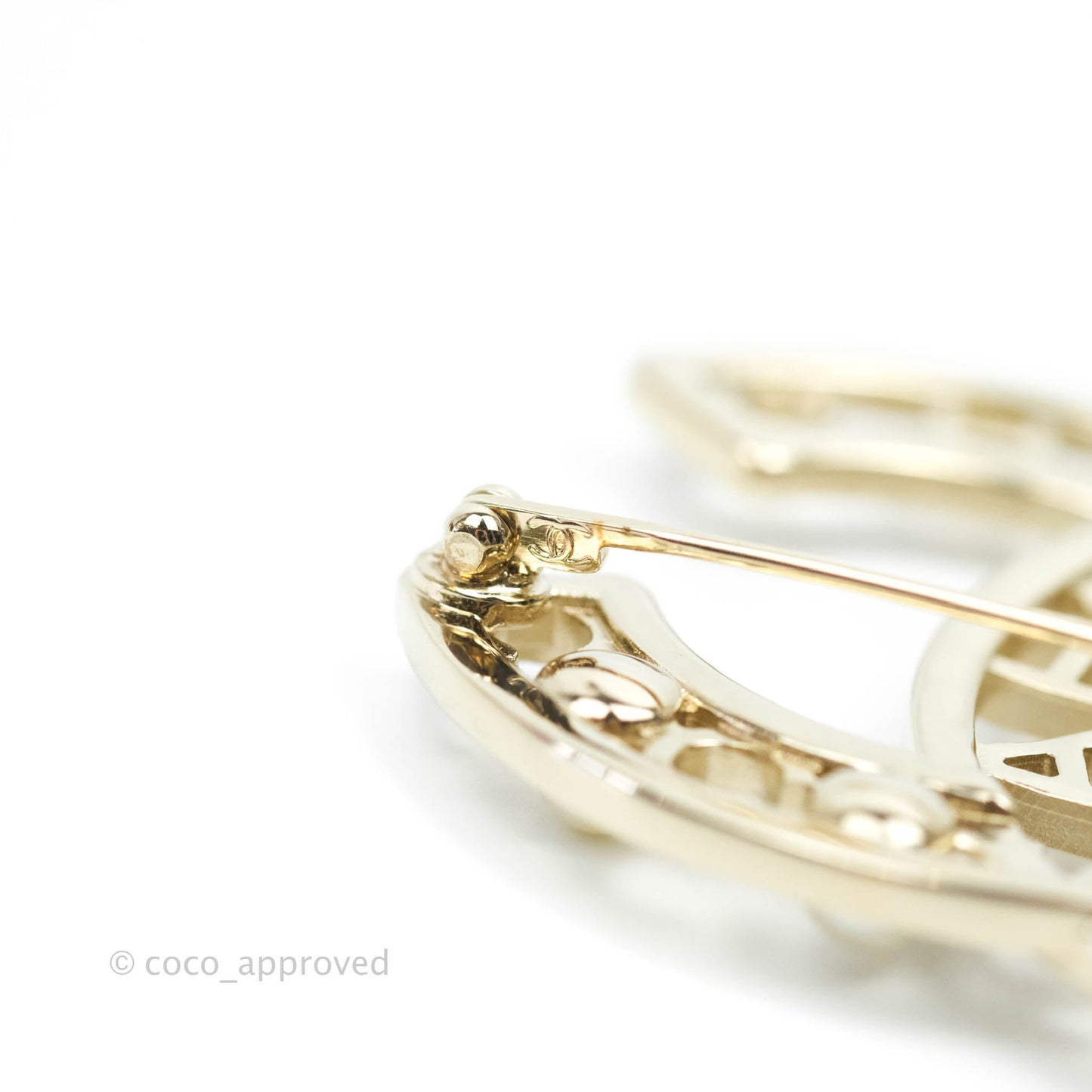 Chanel CC Pearl Crystal Brooch Gold Tone 20B