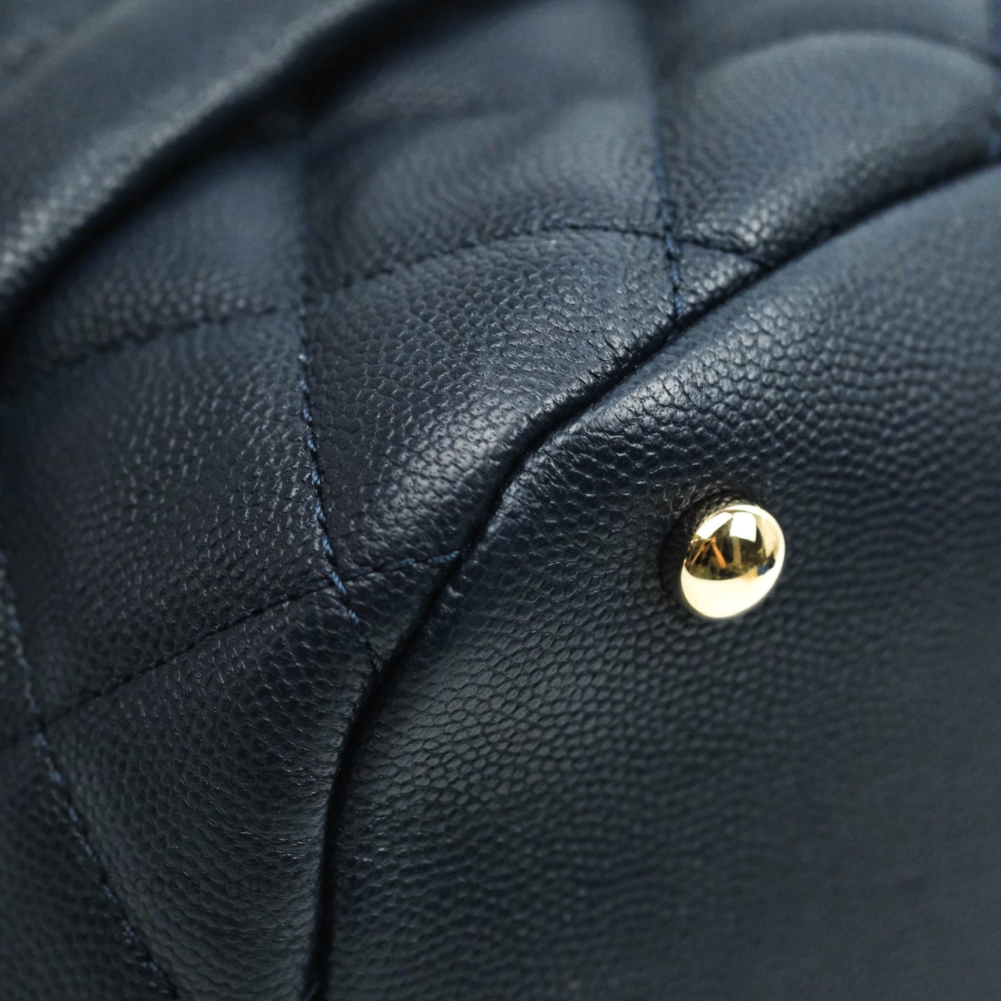 Chanel Quilted Rolled Up Bucket Drawstring Bag Navy Caviar Gold Hardware