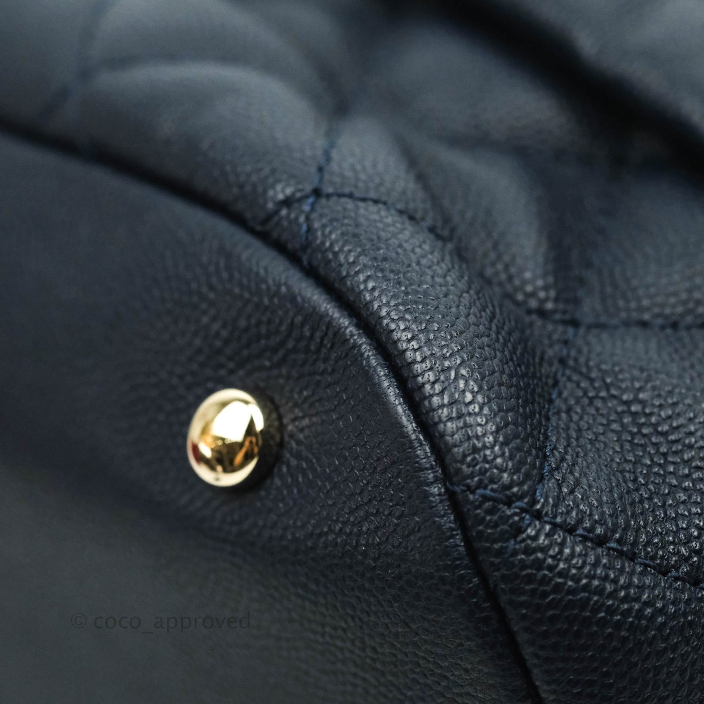 Chanel Quilted Rolled Up Bucket Drawstring Bag Navy Caviar Gold Hardware