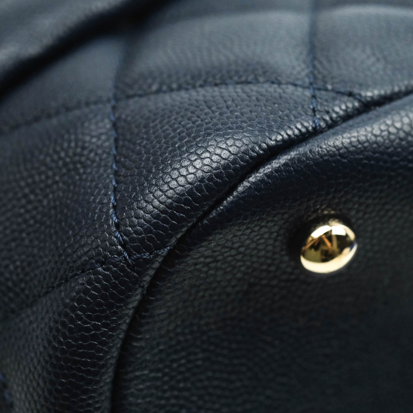 Chanel Quilted Rolled Up Bucket Drawstring Bag Navy Caviar Gold Hardware