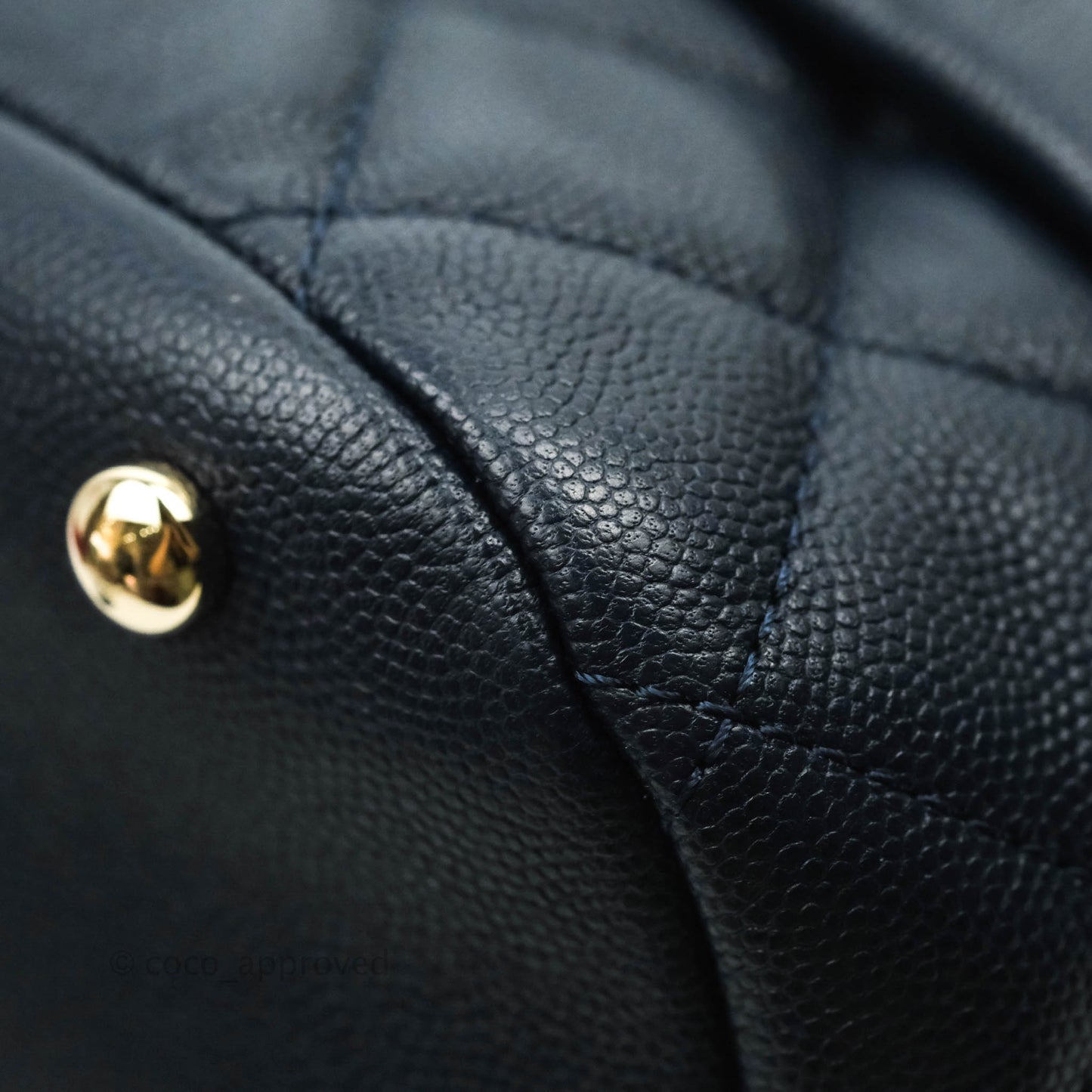 Chanel Quilted Rolled Up Bucket Drawstring Bag Navy Caviar Gold Hardware
